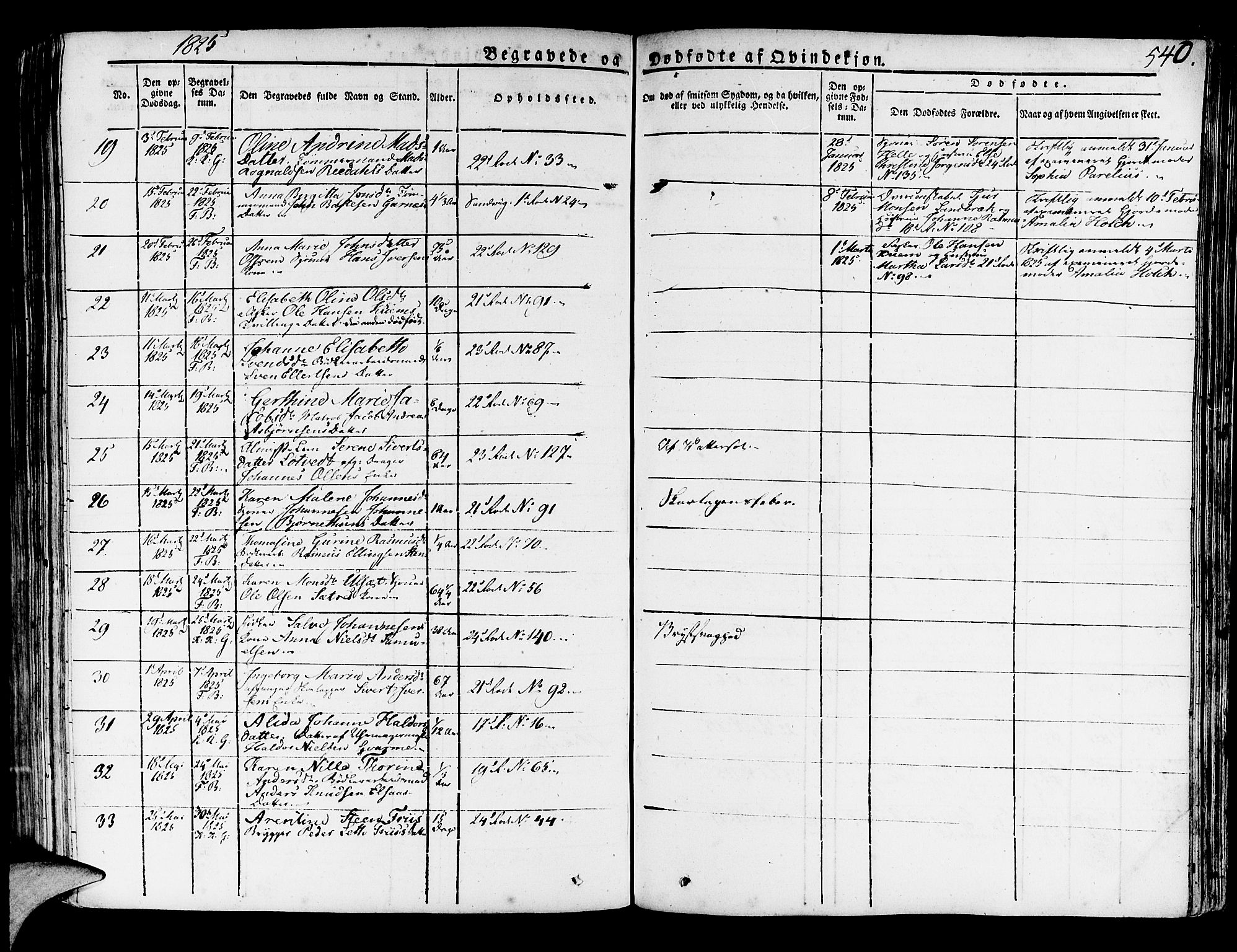 Korskirken sokneprestembete, SAB/A-76101/H/Haa/L0014: Ministerialbok nr. A 14, 1823-1835, s. 540