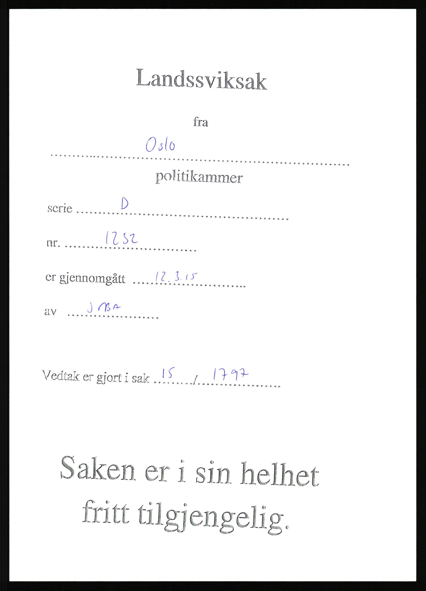 Landssvikarkivet, Oslo politikammer, RA/S-3138-01/D/Da/L0178/0008: Dommer, dnr. 1225 - 1232 / Dnr. 1232, 1945-1948, s. 2