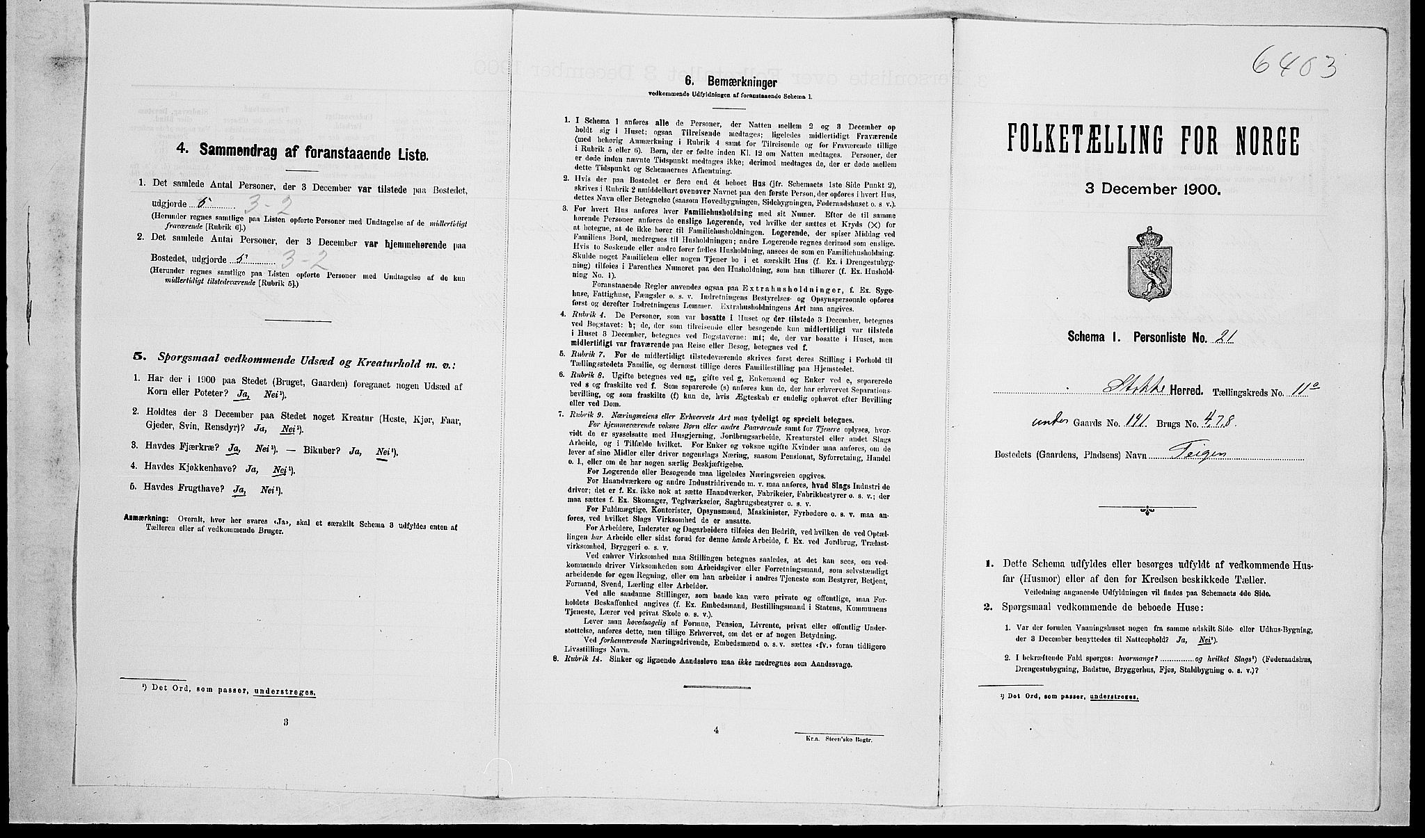 RA, Folketelling 1900 for 0720 Stokke herred, 1900, s. 1786