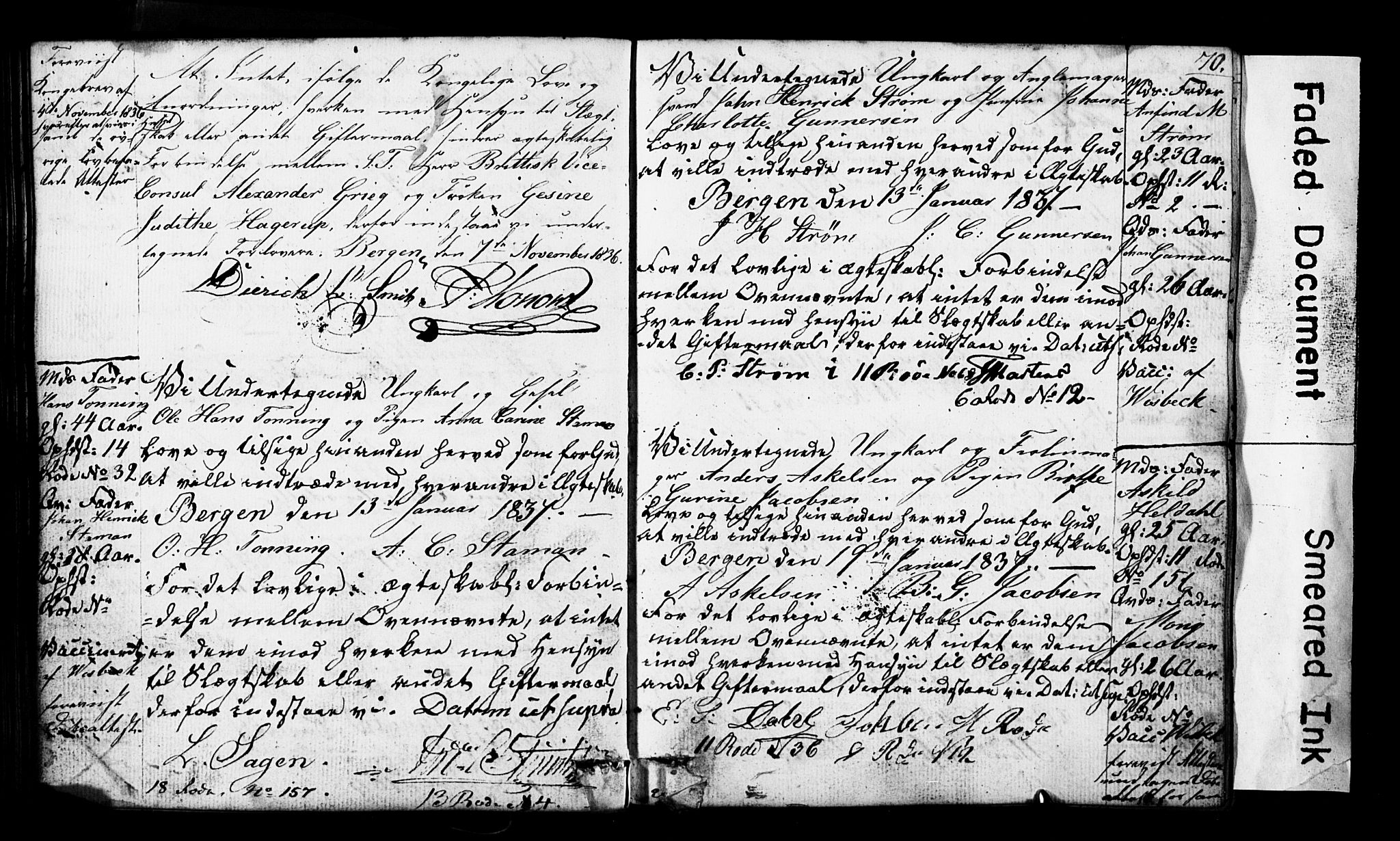 Domkirken sokneprestembete, SAB/A-74801: Forlovererklæringer nr. II.5.3, 1832-1845, s. 70
