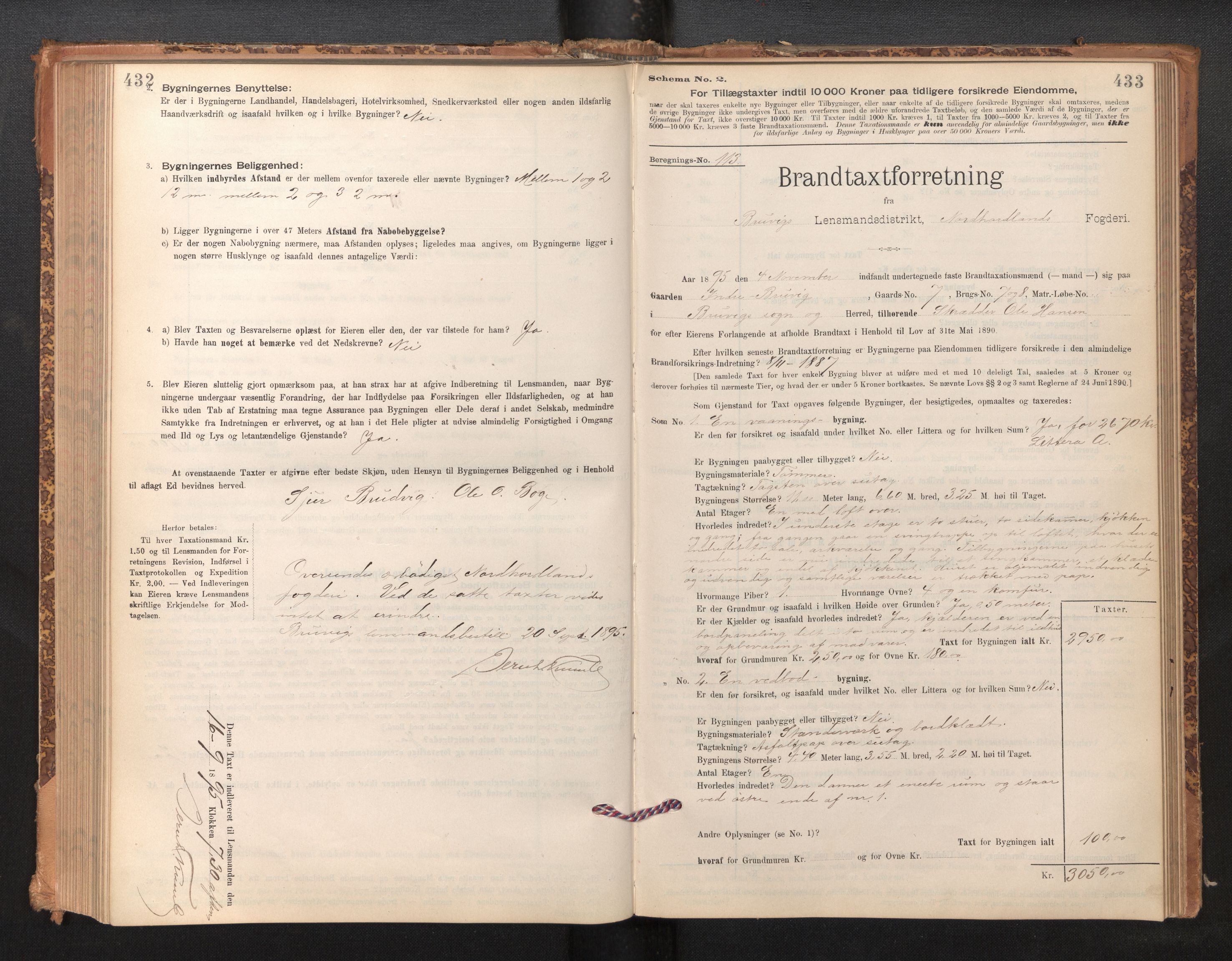 Lensmannen i Bruvik, SAB/A-31301/0012/L0006: Branntakstprotokoll, skjematakst, 1894-1906, s. 432-433