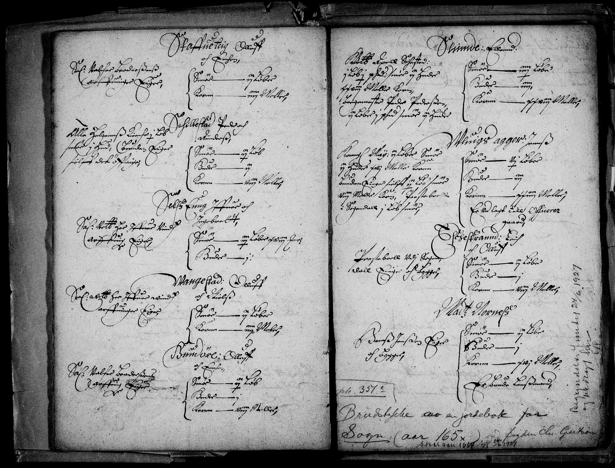 Rentekammeret inntil 1814, Realistisk ordnet avdeling, RA/EA-4070/N/Na/L0004/0005: [XI i]: Forskjellige jordebøker fra 1600-tallet: / Hele-, halve- og ødegårder i Indre Sogn 1664. Leidang, tiende og småreidsle 1663-1664, 1663-1664