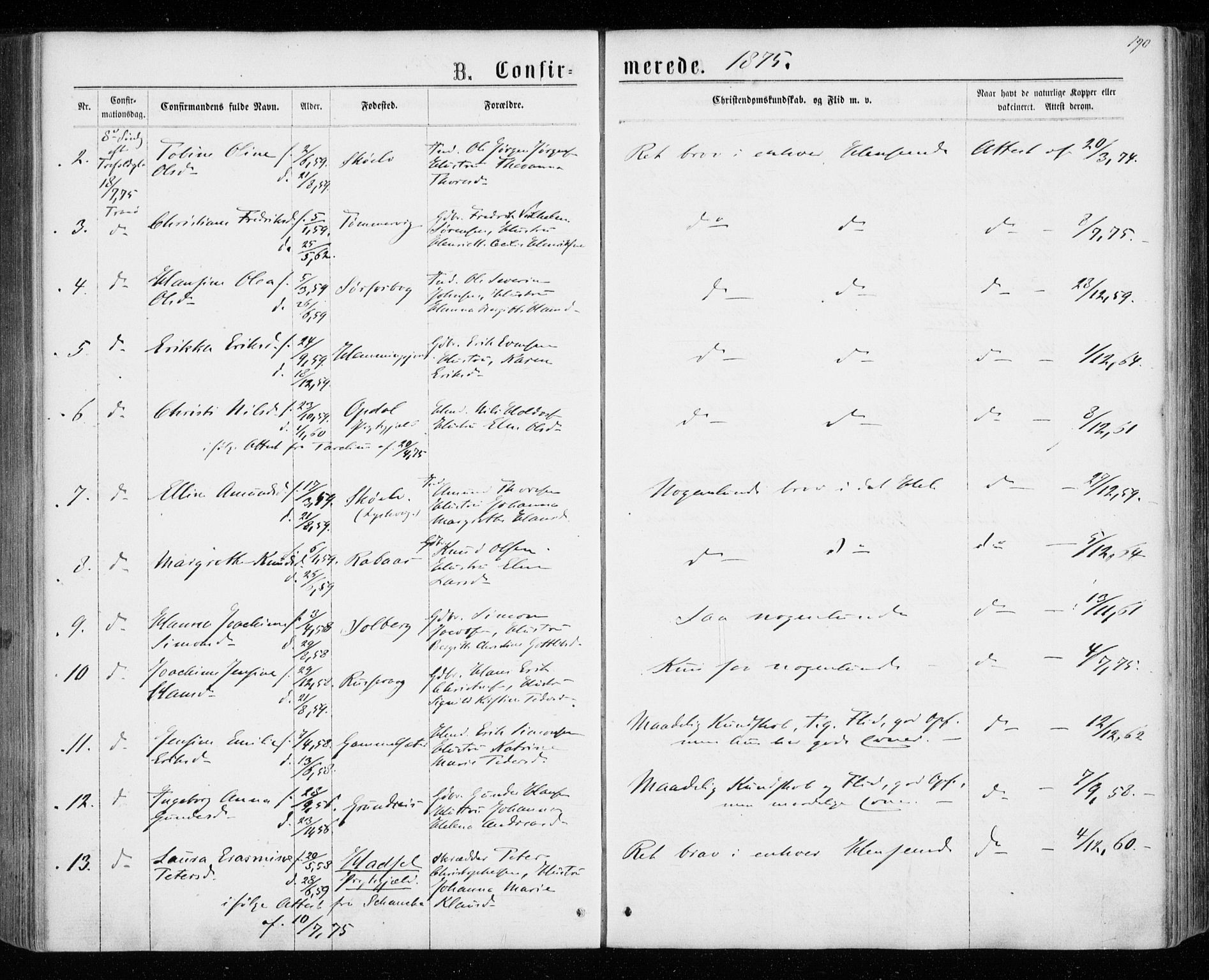 Tranøy sokneprestkontor, AV/SATØ-S-1313/I/Ia/Iaa/L0008kirke: Ministerialbok nr. 8, 1867-1877, s. 190