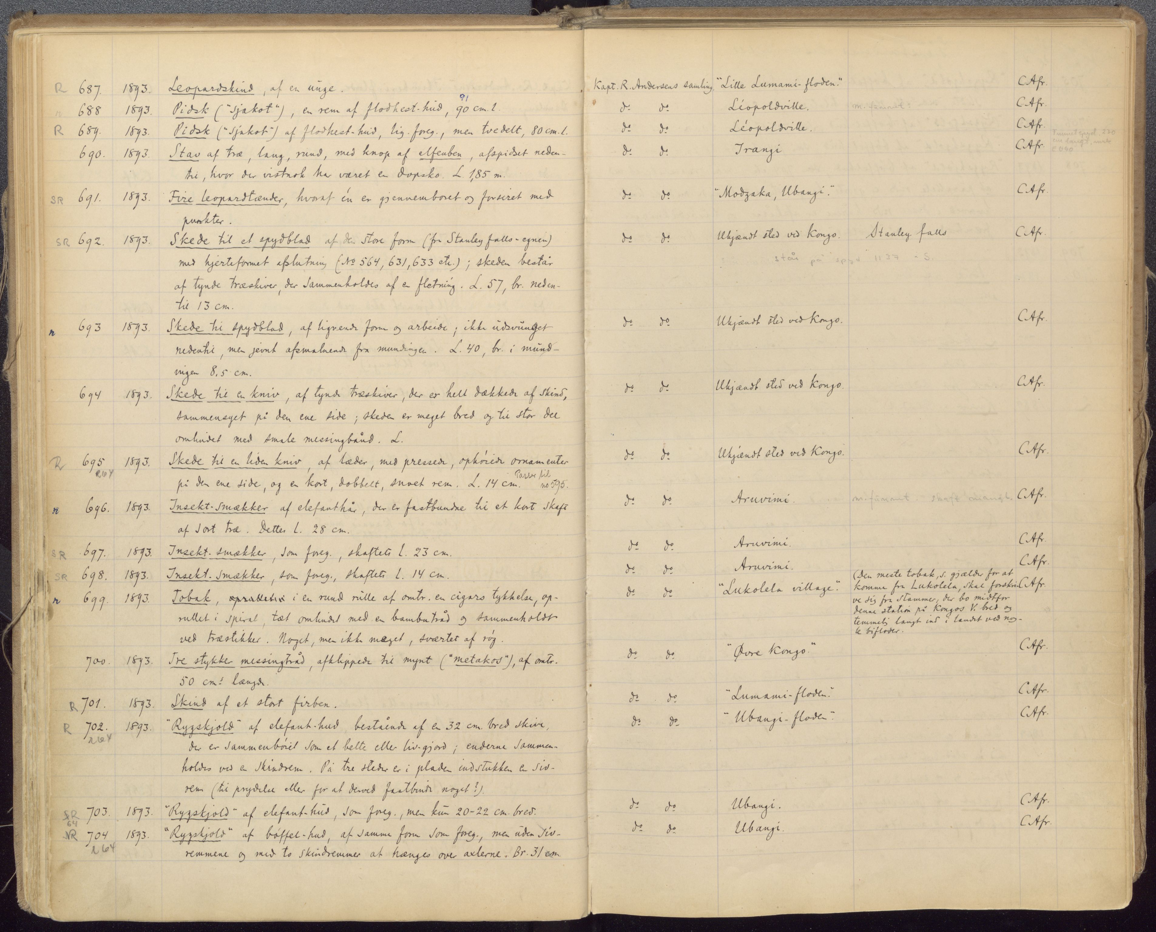 Etnografiske samlinger, UMB/A004/F/Fa/L0001: Katalog over den etnografiske samling 1 - 2800, 1894-1921, s. 139, 140