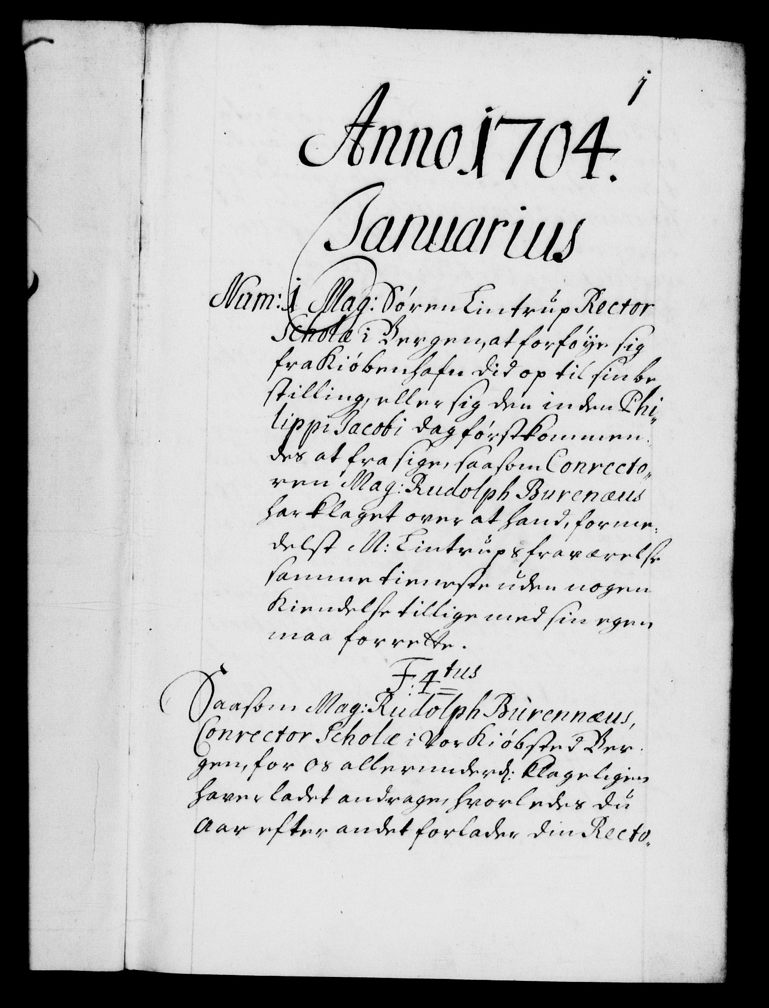 Danske Kanselli 1572-1799, AV/RA-EA-3023/F/Fc/Fca/Fcab/L0017: Norske tegnelser, 1704-1706, s. 1a