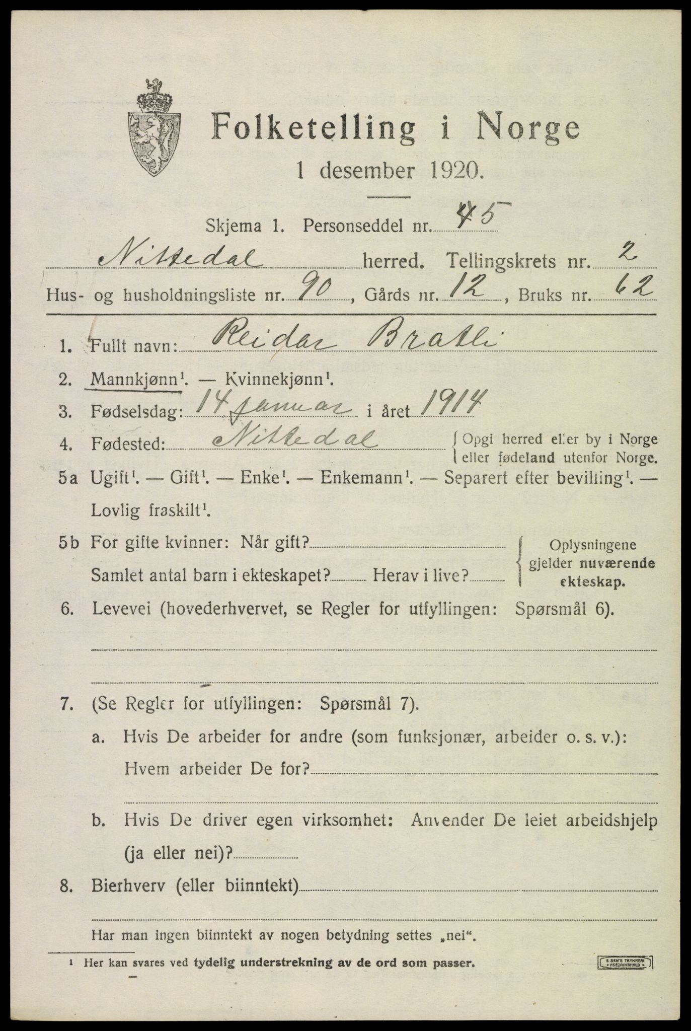 SAO, Folketelling 1920 for 0233 Nittedal herred, 1920, s. 2780