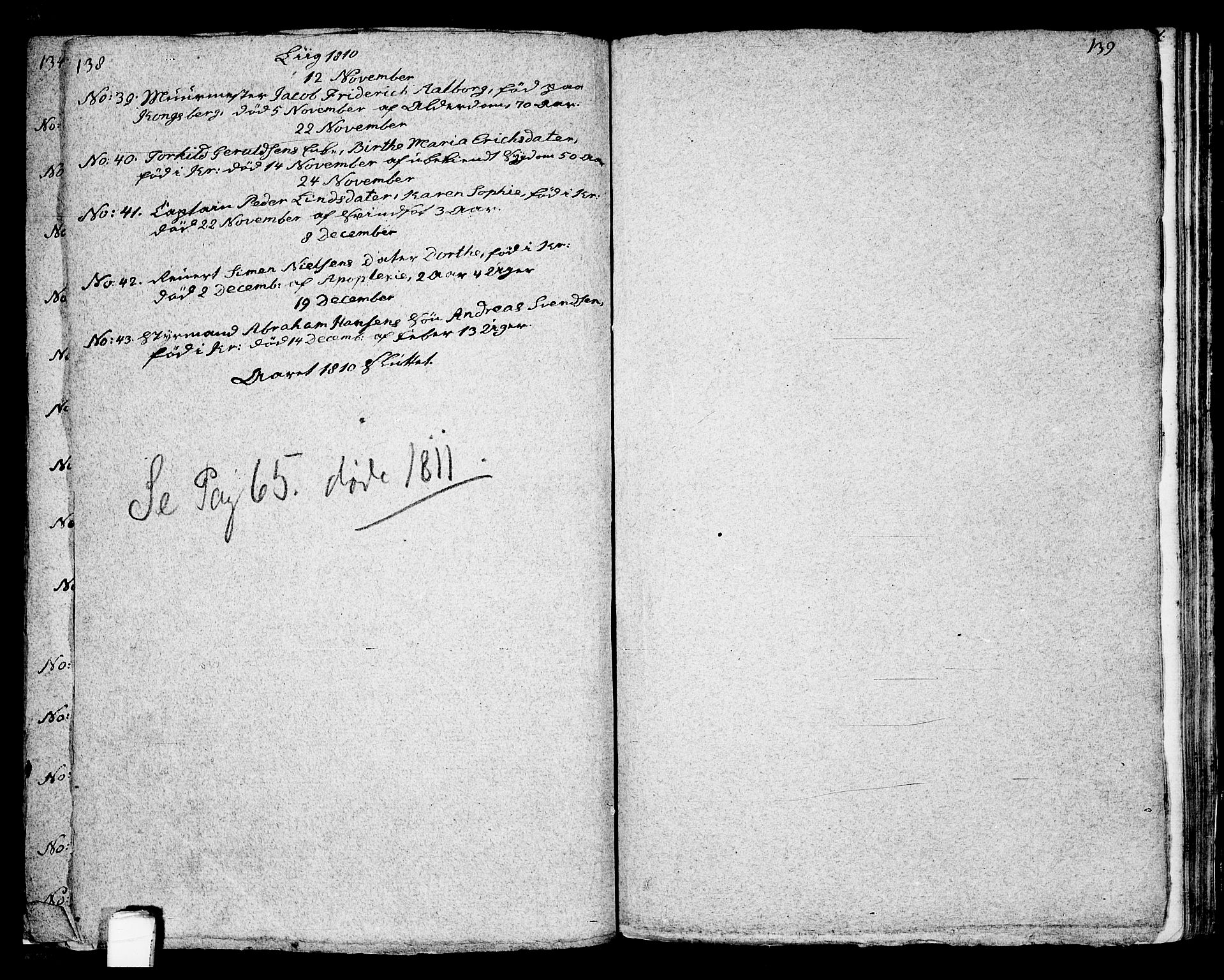 Kragerø kirkebøker, SAKO/A-278/G/Ga/L0001: Klokkerbok nr. 1 /1, 1806-1811, s. 138-139