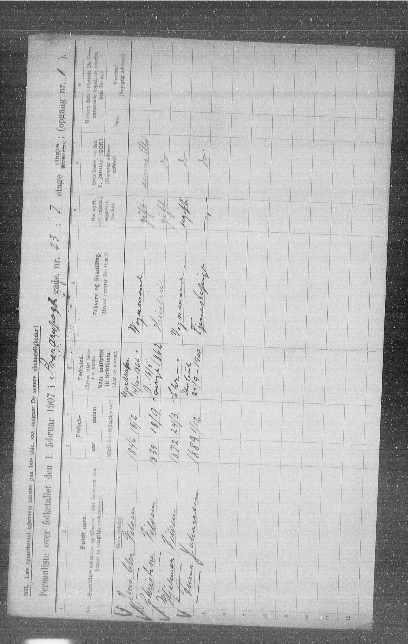 OBA, Kommunal folketelling 1.2.1907 for Kristiania kjøpstad, 1907, s. 53802