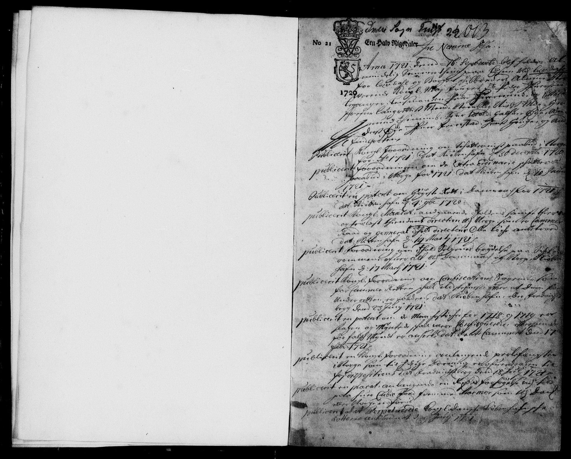 Indre Sogn tingrett, AV/SAB-A-3301/1/F/Fa/L0029: Tingbok 29, 1721-1724, s. 0b-1a