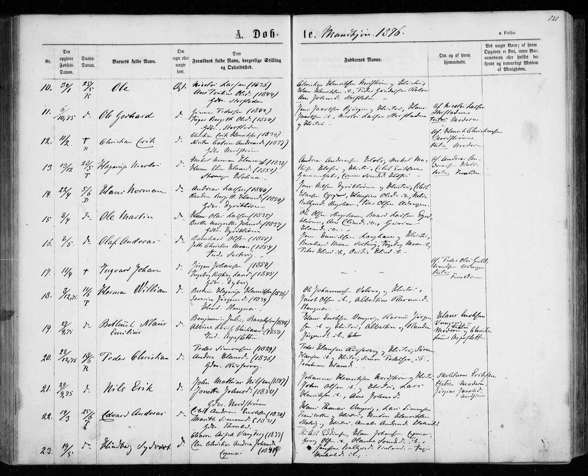 Tranøy sokneprestkontor, AV/SATØ-S-1313/I/Ia/Iaa/L0008kirke: Ministerialbok nr. 8, 1867-1877, s. 121