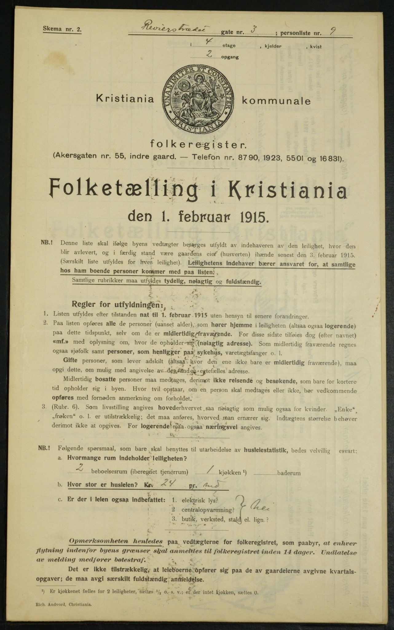 OBA, Kommunal folketelling 1.2.1915 for Kristiania, 1915, s. 82599