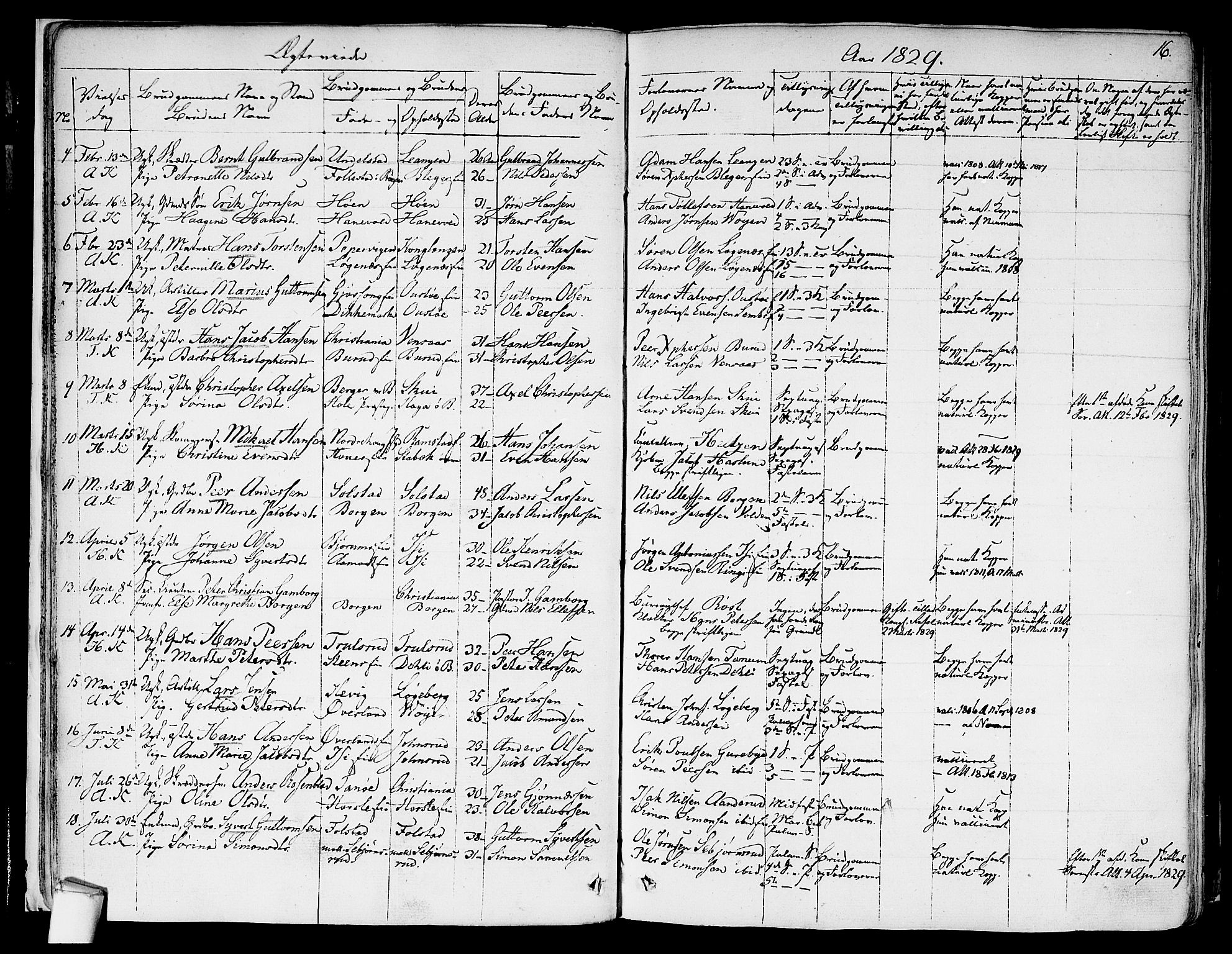 Asker prestekontor Kirkebøker, AV/SAO-A-10256a/F/Fa/L0010: Ministerialbok nr. I 10, 1825-1878, s. 16
