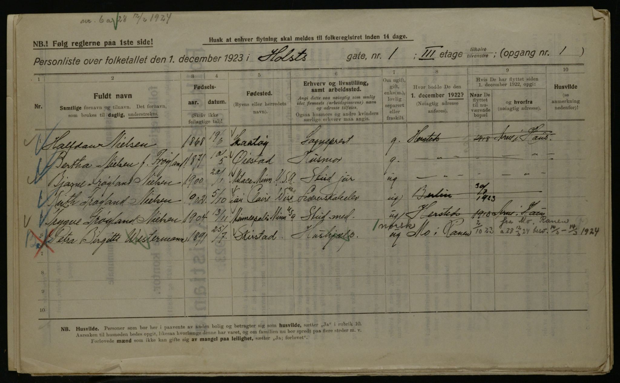 OBA, Kommunal folketelling 1.12.1923 for Kristiania, 1923, s. 45734