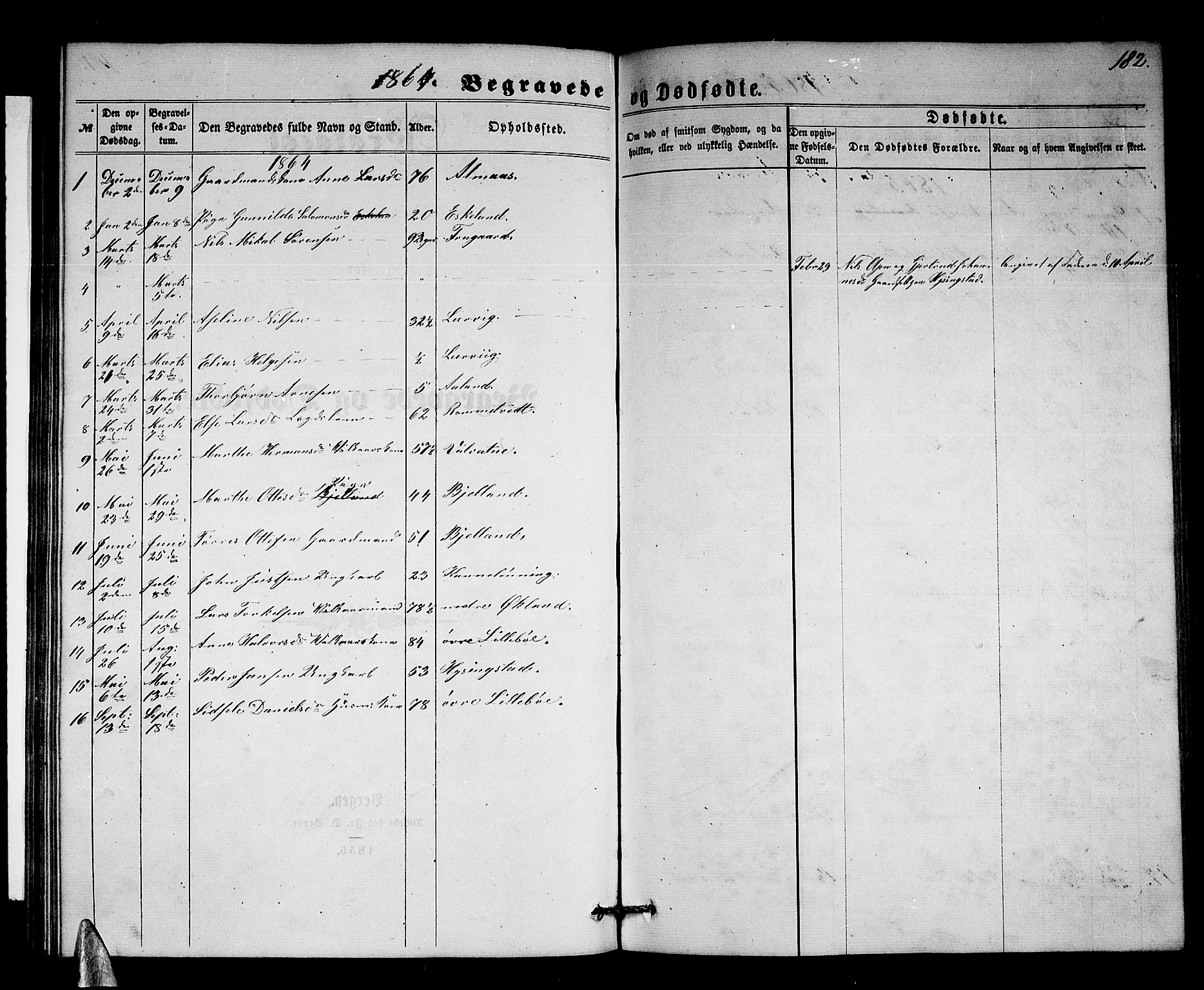 Stord sokneprestembete, AV/SAB-A-78201/H/Hab: Klokkerbok nr. A 1, 1864-1878, s. 182