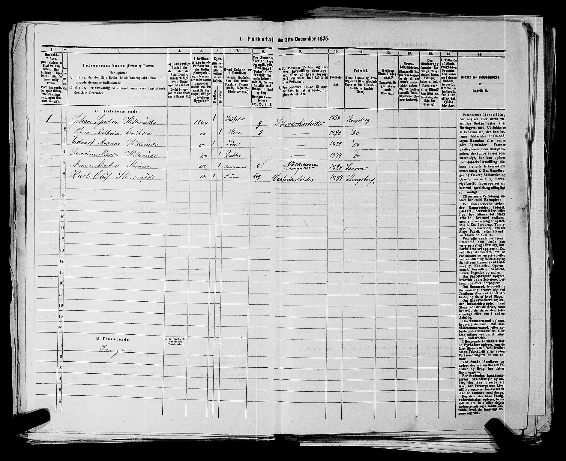 SAKO, Folketelling 1875 for 0604B Kongsberg prestegjeld, Kongsberg kjøpstad, 1875, s. 203