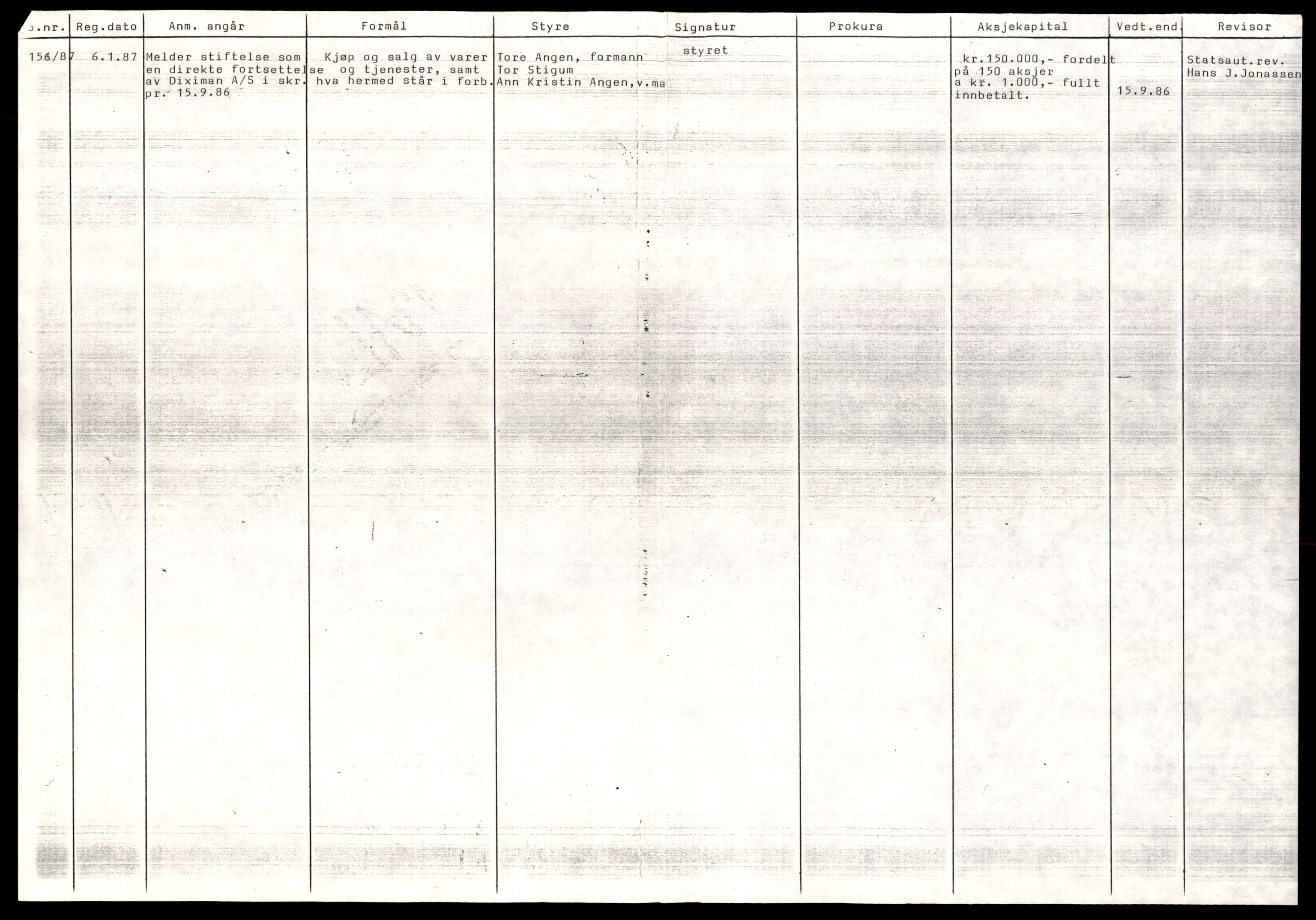 Trondheim byfogd, AV/SAT-A-0003/2/J/Jd/Jda/L0027: Bilag, aksjeselskap, Ic-Ing, 1944-1990, s. 2