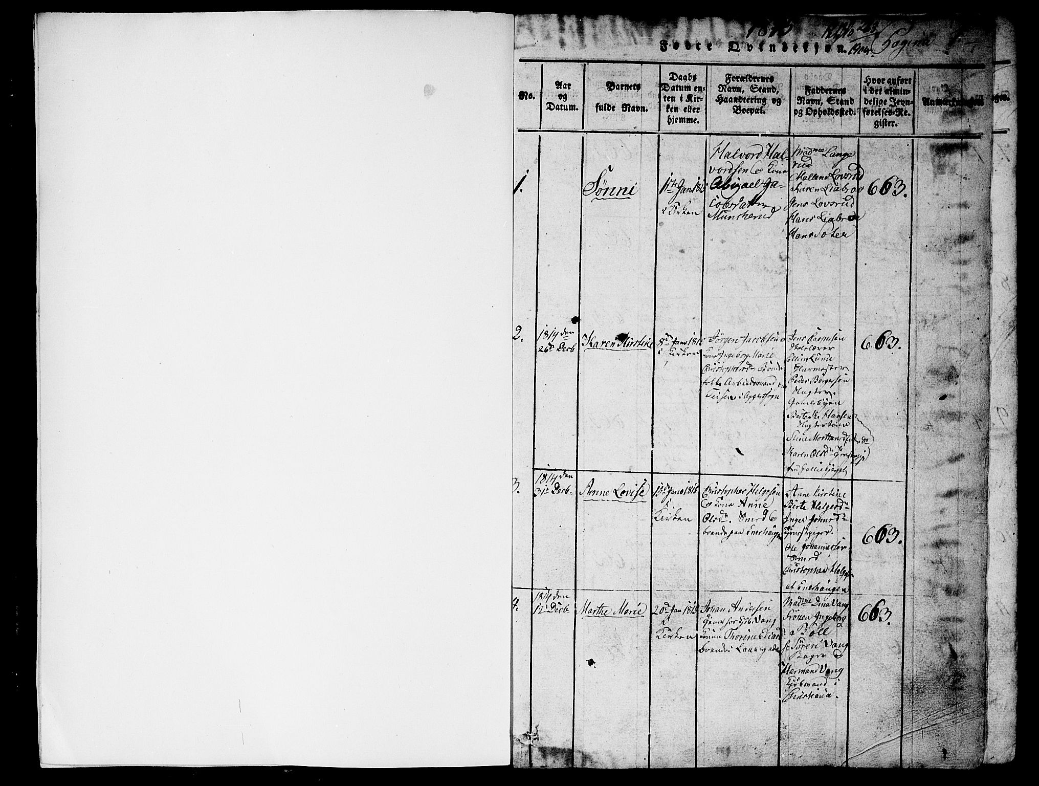 Aker prestekontor kirkebøker, SAO/A-10861/G/L0002: Klokkerbok nr. 2, 1815-1819, s. 0-1