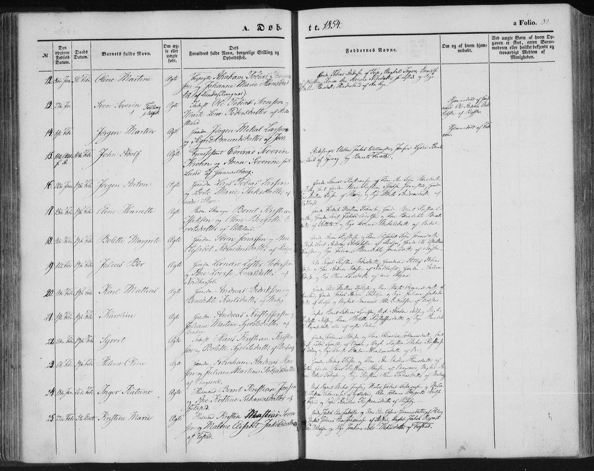 Lista sokneprestkontor, SAK/1111-0027/F/Fa/L0010: Ministerialbok nr. A 10, 1846-1861, s. 82