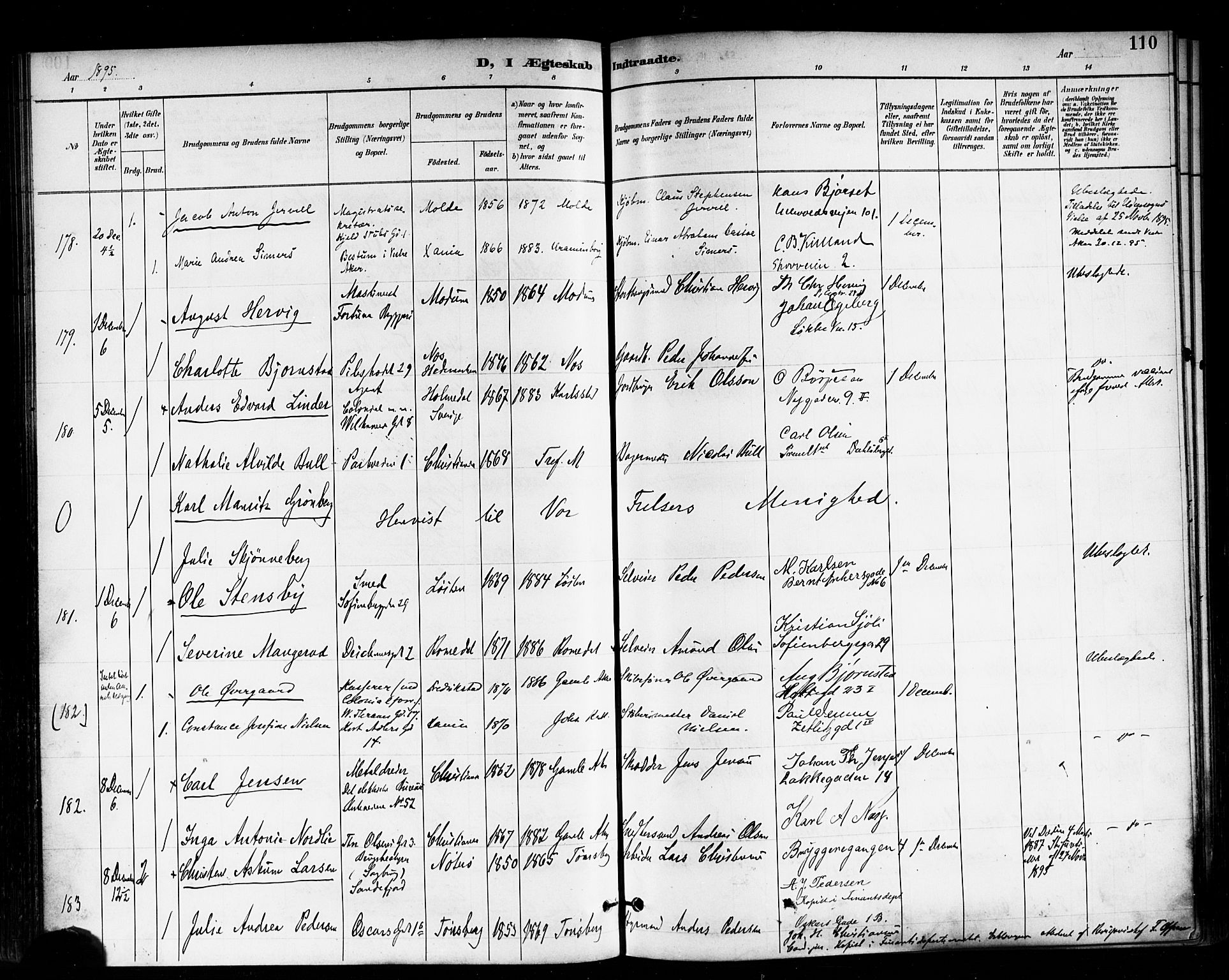 Trefoldighet prestekontor Kirkebøker, AV/SAO-A-10882/F/Fc/L0004: Ministerialbok nr. III 4, 1891-1900, s. 110