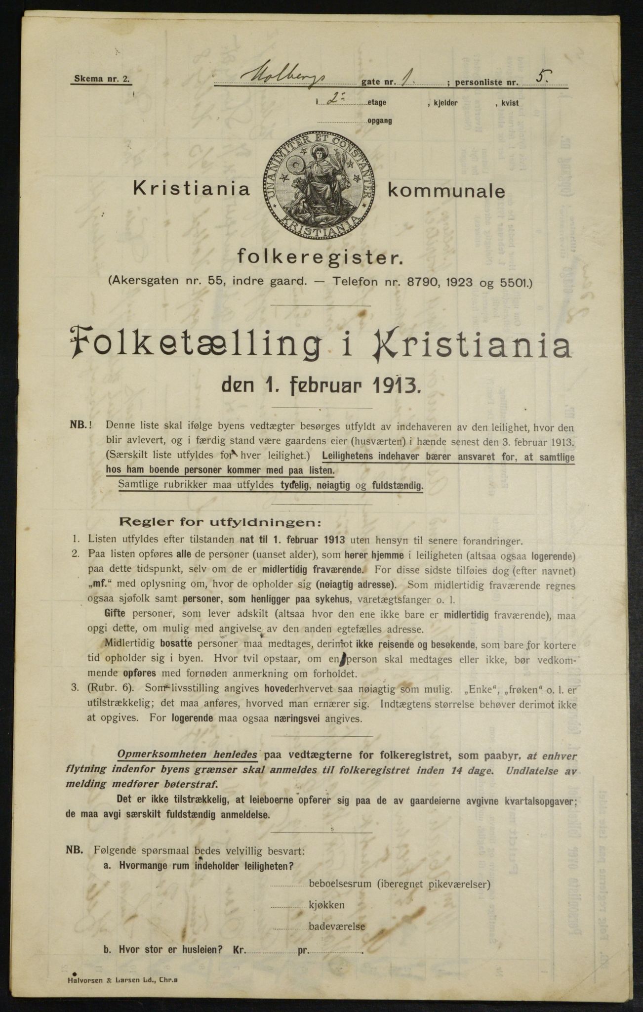 OBA, Kommunal folketelling 1.2.1913 for Kristiania, 1913, s. 40356