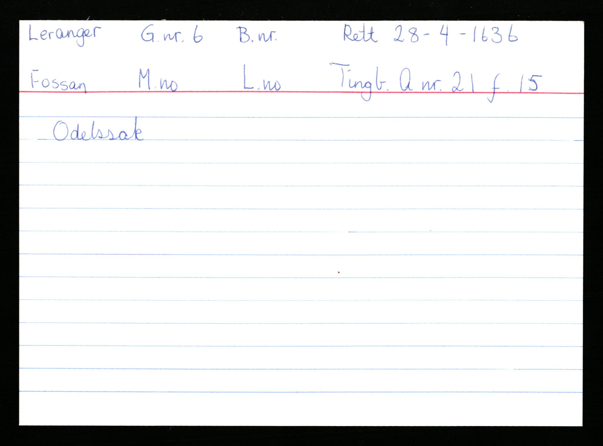Statsarkivet i Stavanger, AV/SAST-A-101971/03/Y/Ym/L0035: Åstedskort sortert etter gårdsnavn: Leiranger - Lindanger, 1600-1950, s. 93