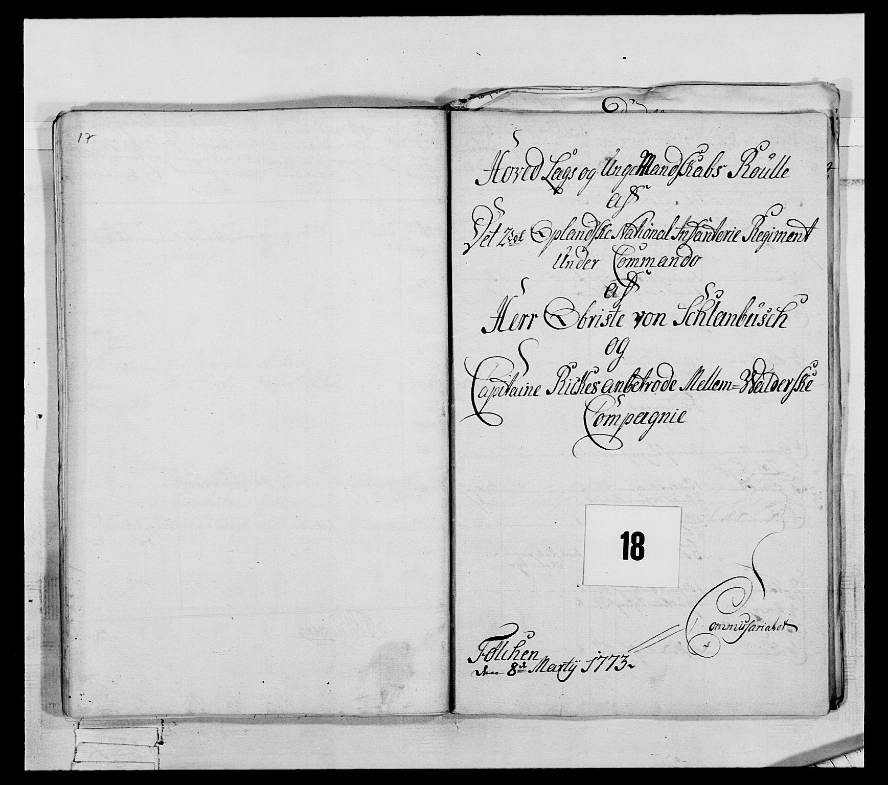 Generalitets- og kommissariatskollegiet, Det kongelige norske kommissariatskollegium, AV/RA-EA-5420/E/Eh/L0063: 2. Opplandske nasjonale infanteriregiment, 1773, s. 301