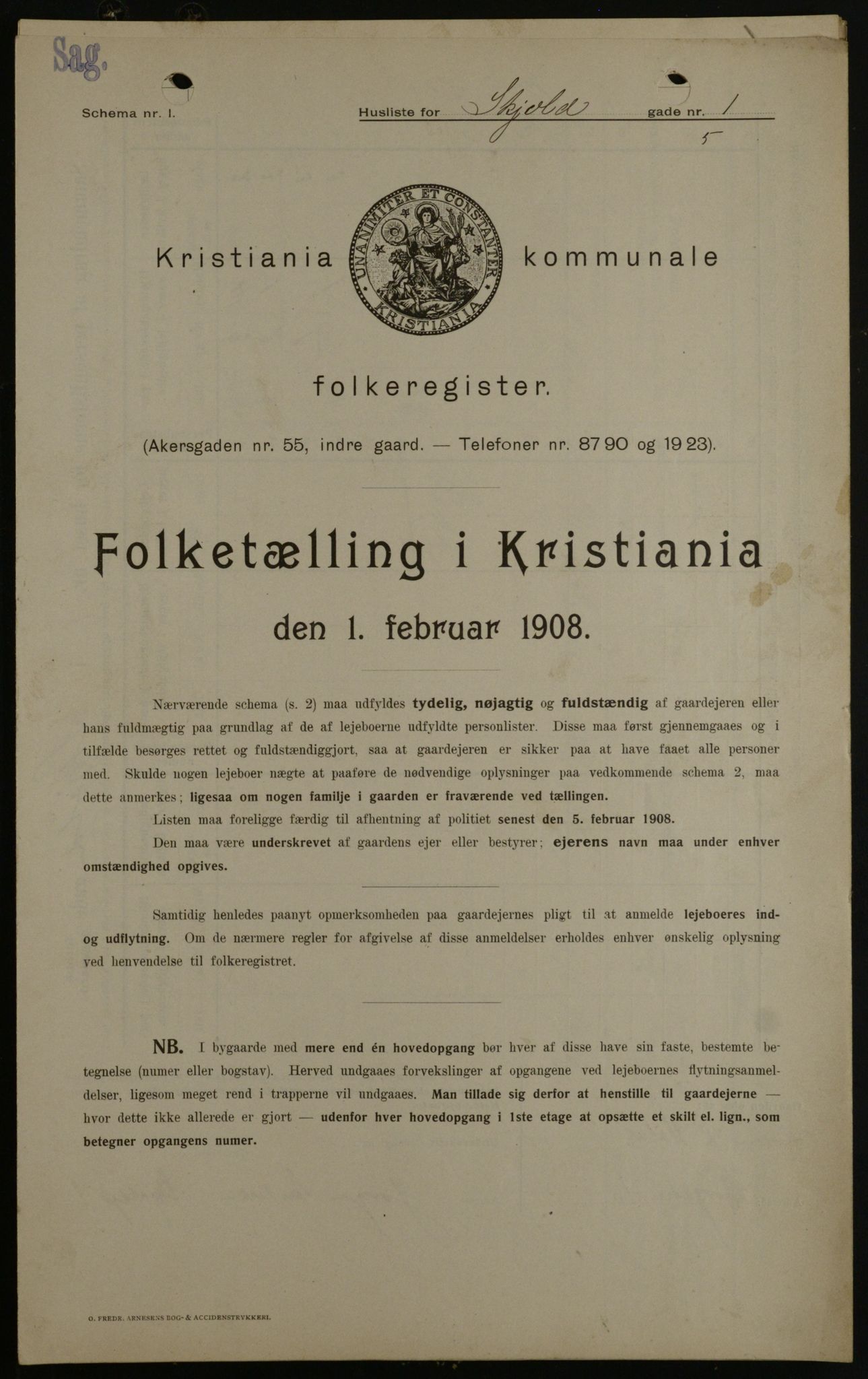 OBA, Kommunal folketelling 1.2.1908 for Kristiania kjøpstad, 1908, s. 86528