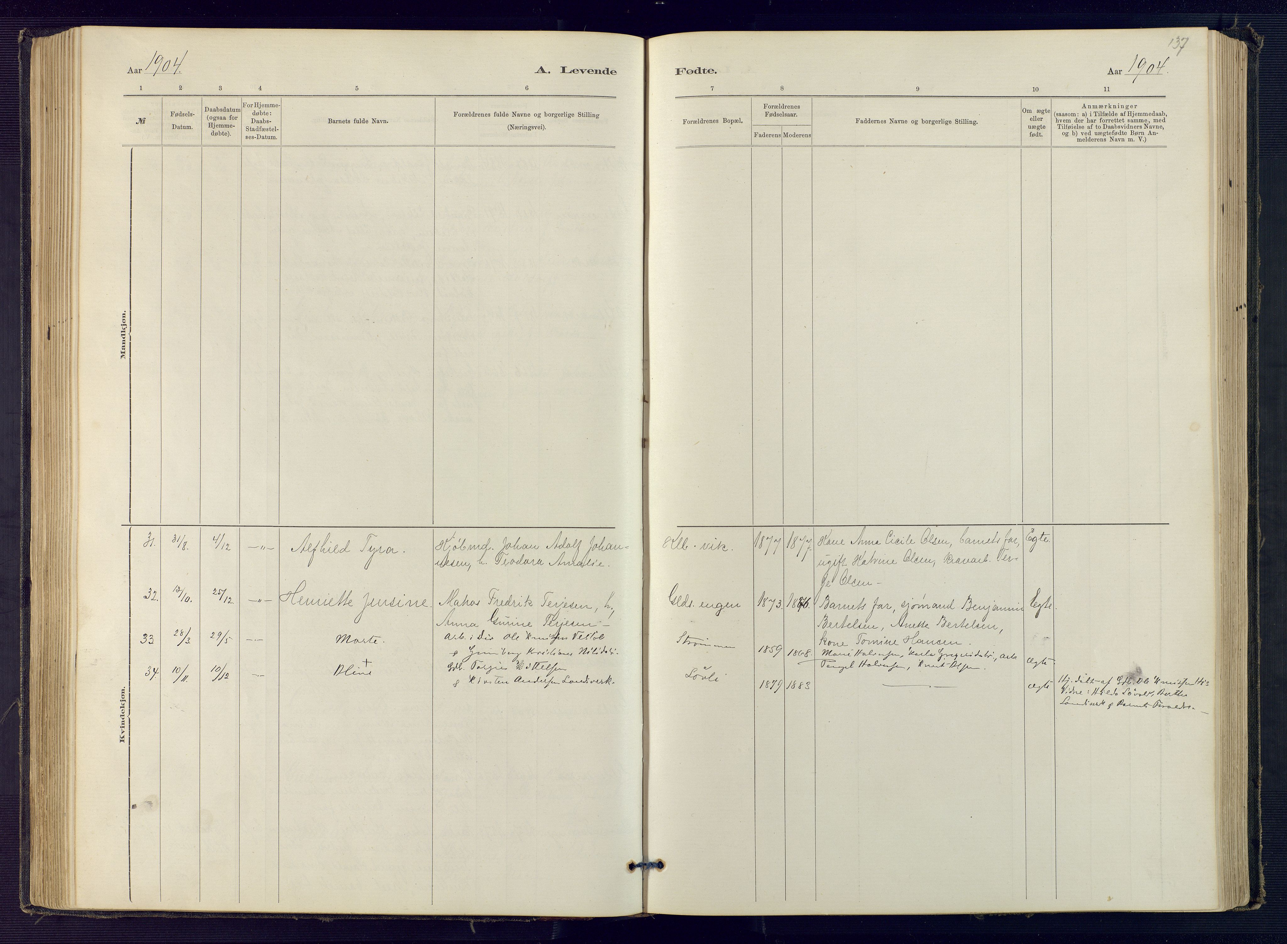 Hisøy sokneprestkontor, SAK/1111-0020/F/Fb/L0003: Klokkerbok nr. B 3, 1885-1905, s. 137