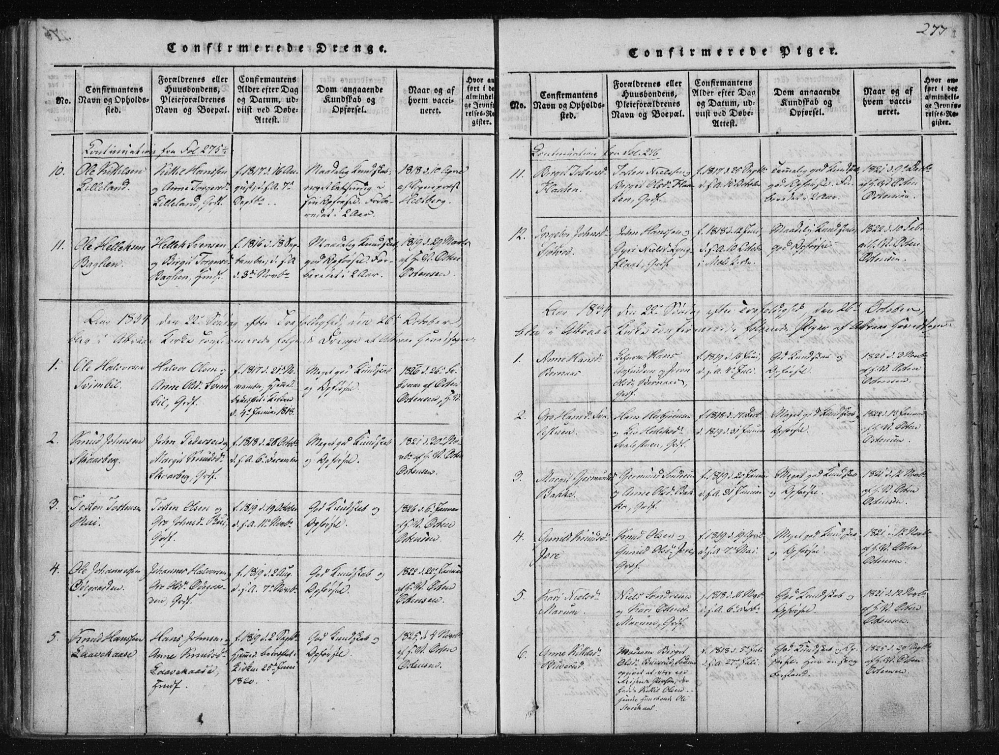 Tinn kirkebøker, AV/SAKO-A-308/F/Fa/L0004: Ministerialbok nr. I 4, 1815-1843, s. 276b-277a
