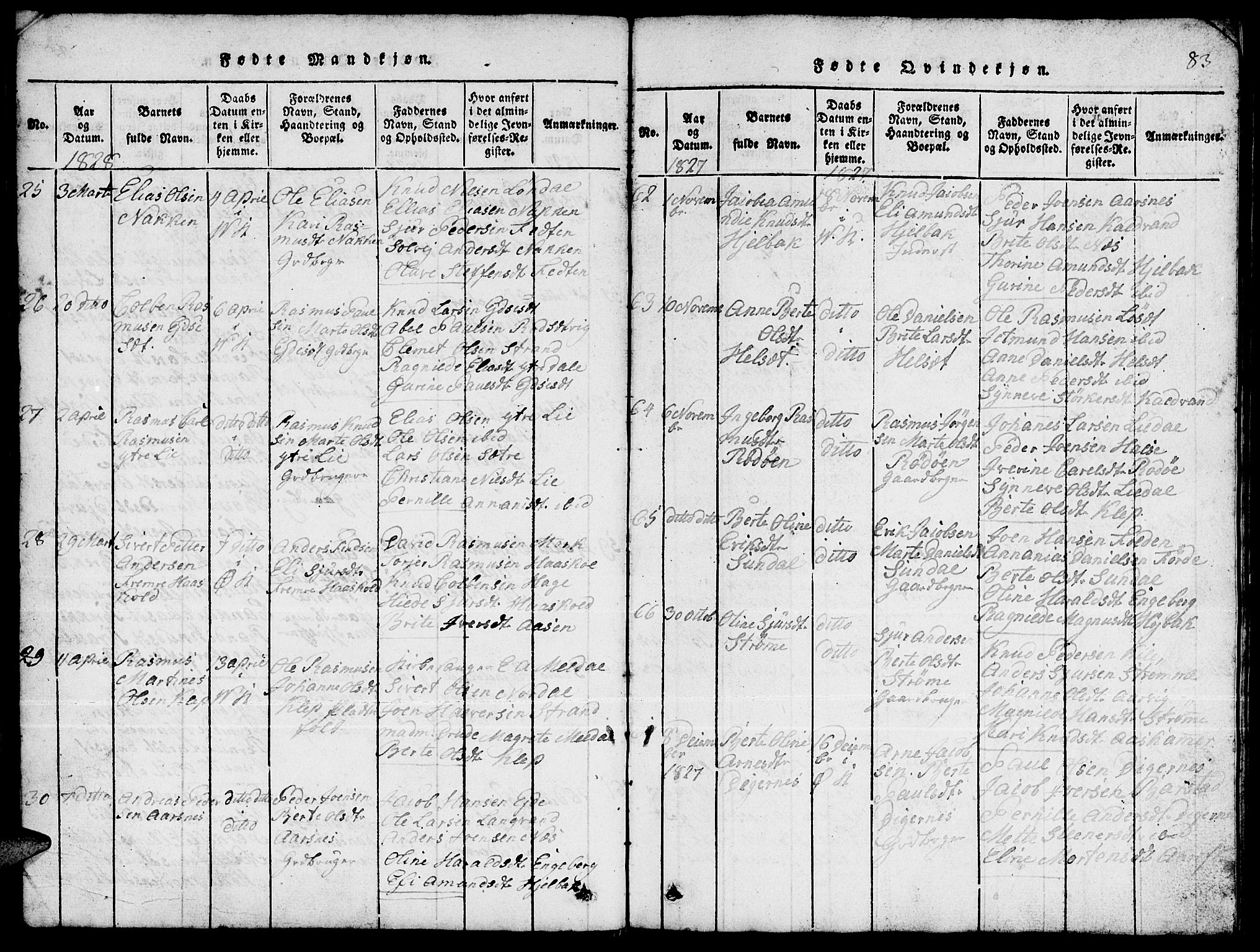 Ministerialprotokoller, klokkerbøker og fødselsregistre - Møre og Romsdal, AV/SAT-A-1454/511/L0155: Klokkerbok nr. 511C01, 1817-1829, s. 83