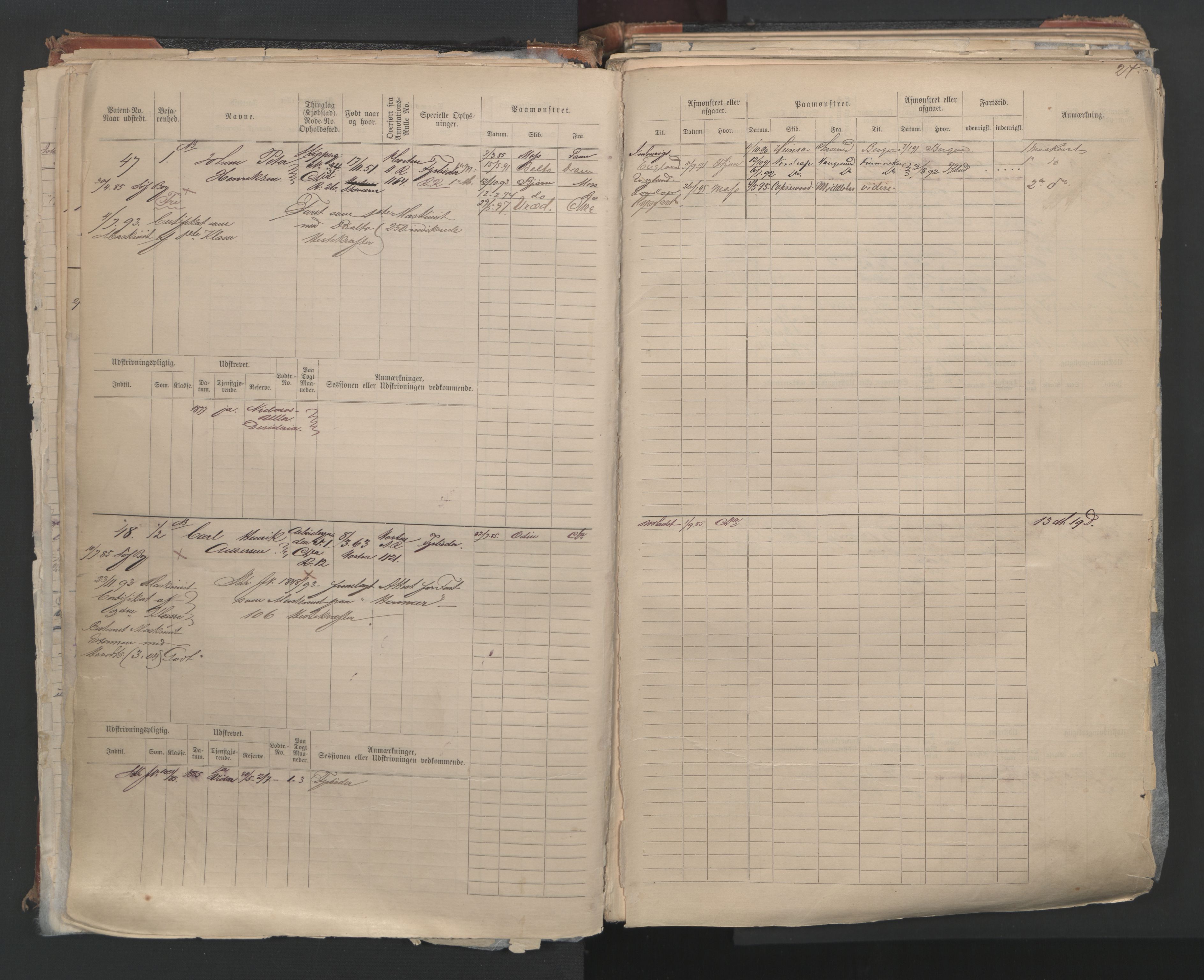 Oslo sjømannskontor, AV/SAO-A-10595/F/Fd/L0006: B-rulle, 1883, s. 23b-24a