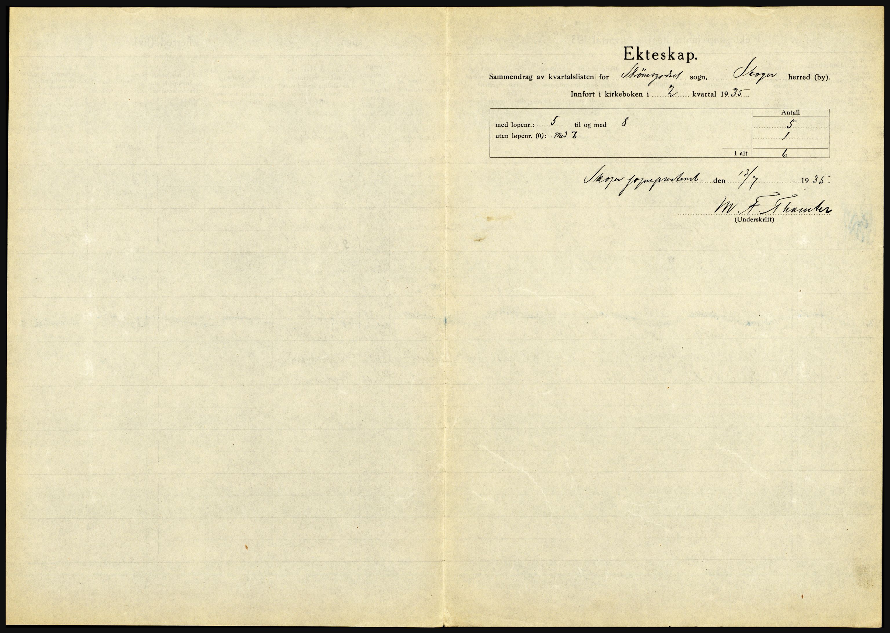 Statistisk sentralbyrå, Sosiodemografiske emner, Befolkning, AV/RA-S-2228/D/Df/Dfd/Dfde/L0016: Vestfold, 1935, s. 13