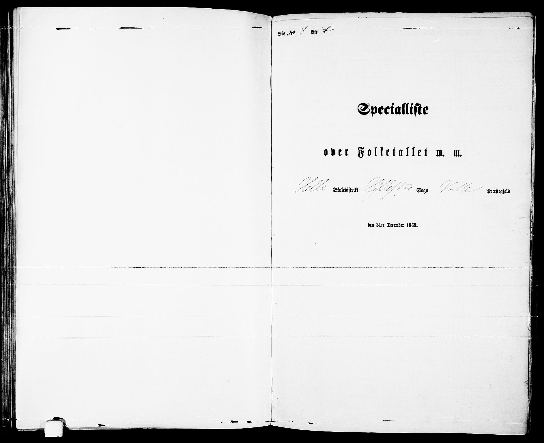 RA, Folketelling 1865 for 0940P Valle prestegjeld, 1865, s. 130