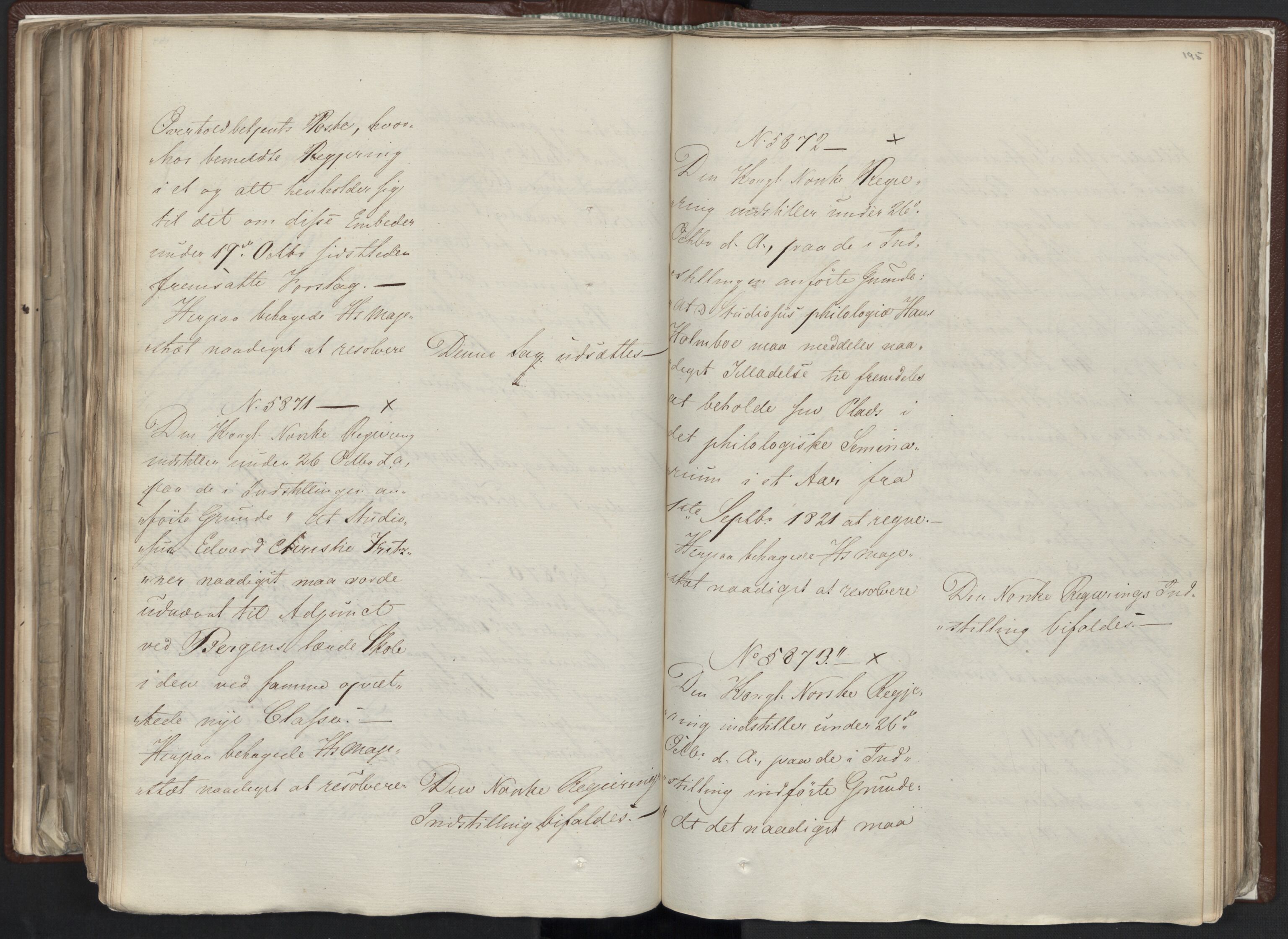 Statsrådssekretariatet, AV/RA-S-1001/A/Ab/L0012: Kgl. res. nr. 5679-6008 II, 1821, s. 194b-195a