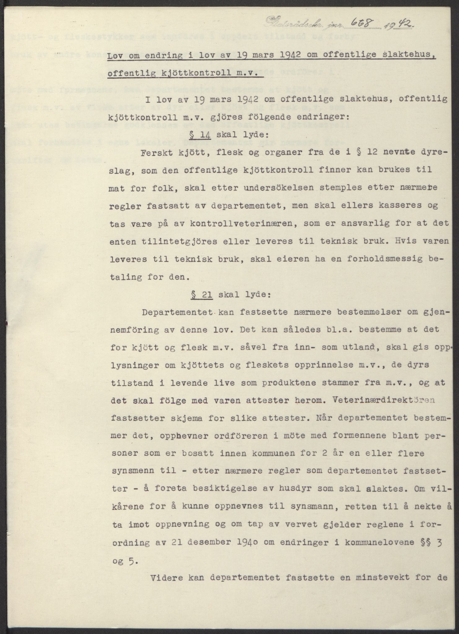 NS-administrasjonen 1940-1945 (Statsrådsekretariatet, de kommisariske statsråder mm), RA/S-4279/D/Db/L0098: Lover II, 1942, s. 295