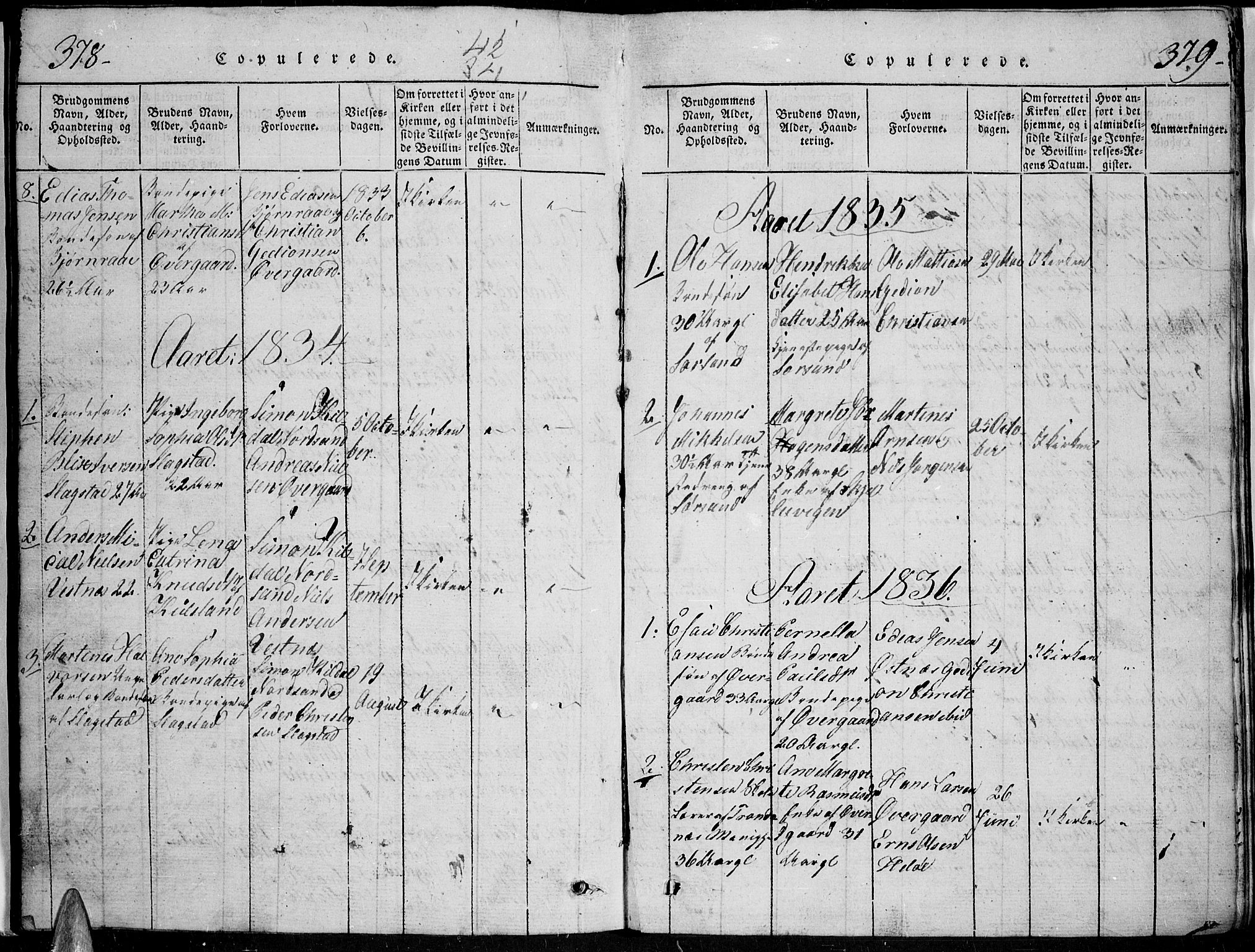 Trondenes sokneprestkontor, AV/SATØ-S-1319/H/Hb/L0004klokker: Klokkerbok nr. 4, 1821-1839, s. 378-379