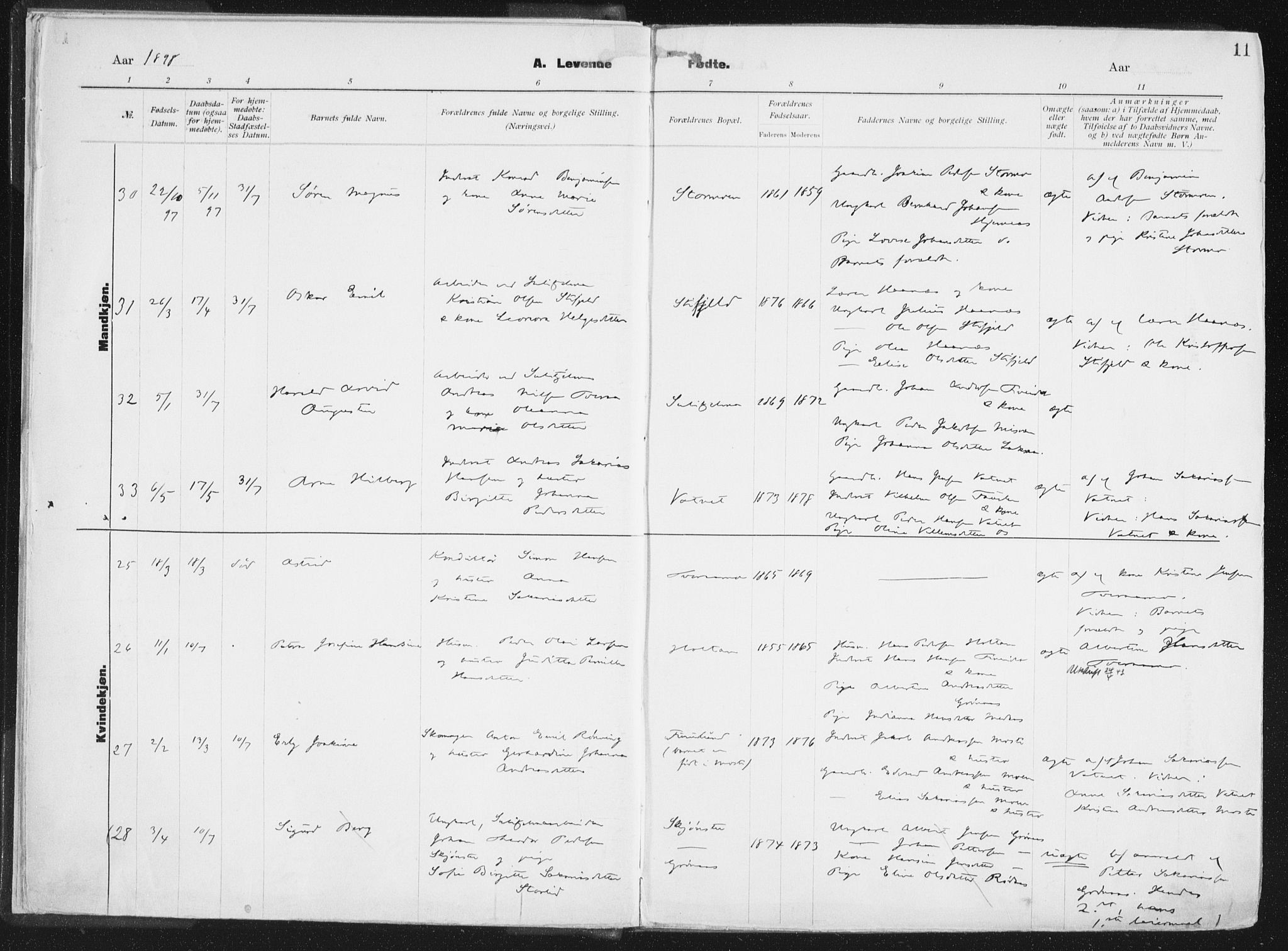 Ministerialprotokoller, klokkerbøker og fødselsregistre - Nordland, AV/SAT-A-1459/849/L0696: Ministerialbok nr. 849A08, 1898-1910, s. 11