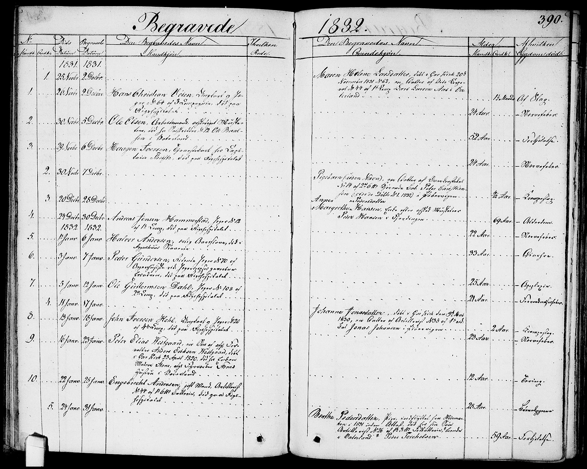 Garnisonsmenigheten Kirkebøker, AV/SAO-A-10846/G/Ga/L0004: Klokkerbok nr. 4, 1828-1840, s. 390