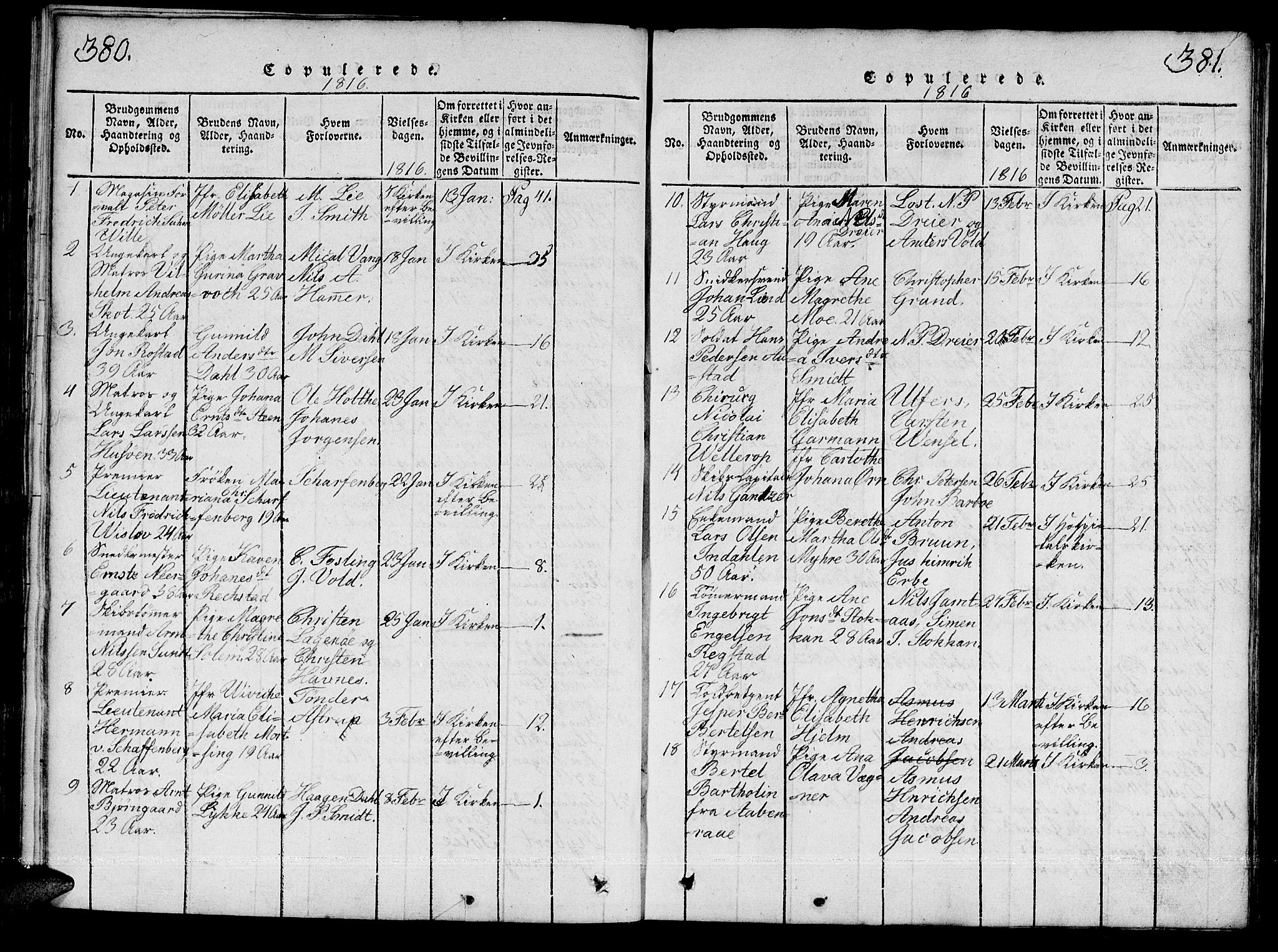 Ministerialprotokoller, klokkerbøker og fødselsregistre - Sør-Trøndelag, SAT/A-1456/601/L0043: Ministerialbok nr. 601A11, 1815-1821, s. 380-381