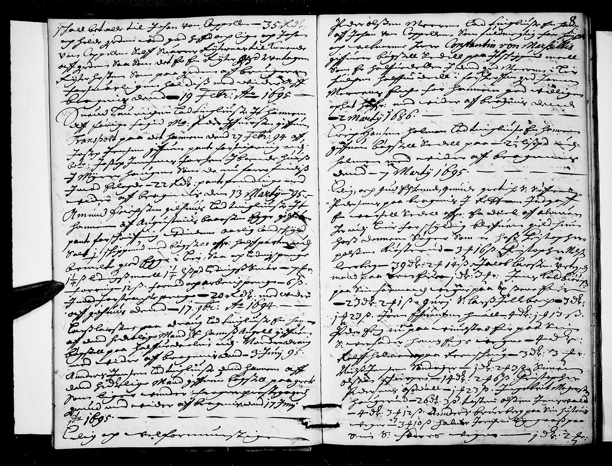 Lier, Røyken og Hurum sorenskriveri, AV/SAKO-A-89/F/Fa/L0036: Tingbok, 1695-1696, s. 8