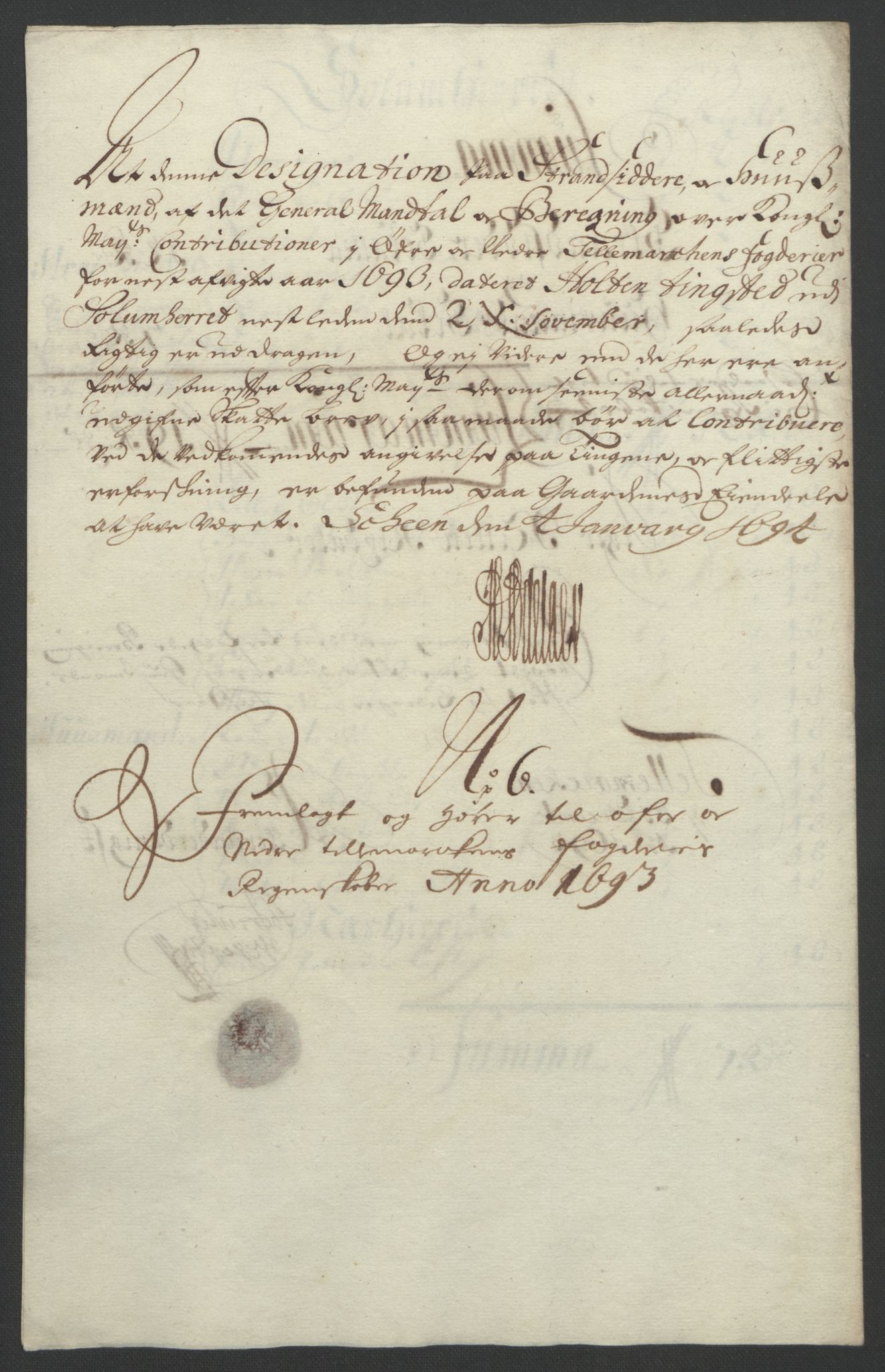 Rentekammeret inntil 1814, Reviderte regnskaper, Fogderegnskap, RA/EA-4092/R35/L2091: Fogderegnskap Øvre og Nedre Telemark, 1690-1693, s. 281