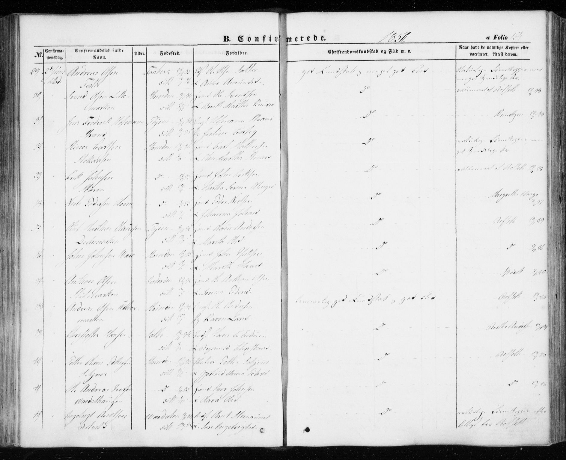 Ministerialprotokoller, klokkerbøker og fødselsregistre - Sør-Trøndelag, SAT/A-1456/606/L0291: Ministerialbok nr. 606A06, 1848-1856, s. 154