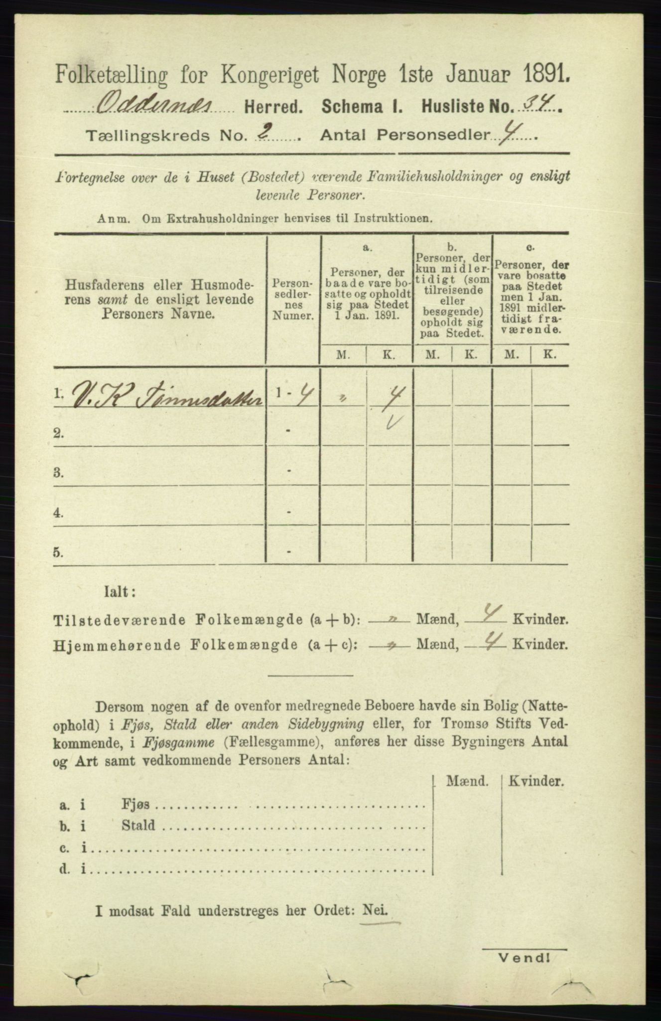 RA, Folketelling 1891 for 1012 Oddernes herred, 1891, s. 556