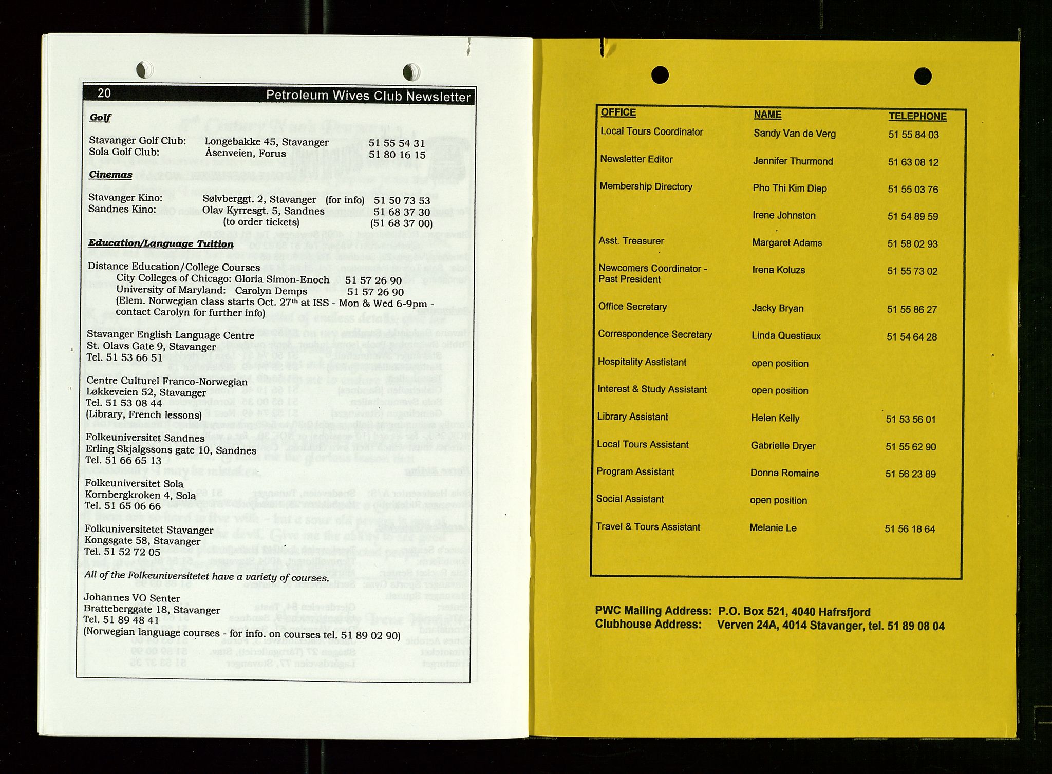 PA 1547 - Petroleum Wives Club, AV/SAST-A-101974/X/Xa/L0004: Newsletter, 1995-1997