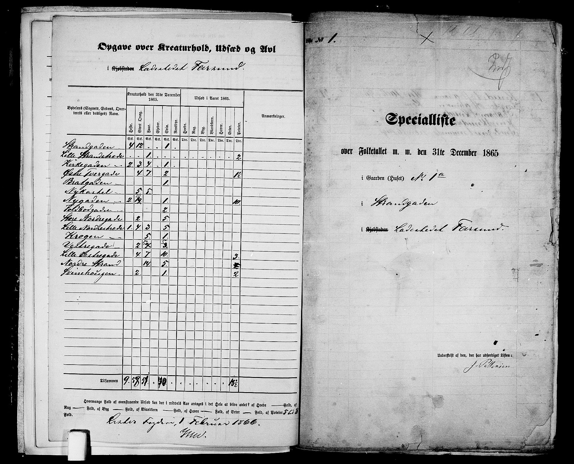 RA, Folketelling 1865 for 1003B Vanse prestegjeld, Farsund ladested, 1865, s. 7