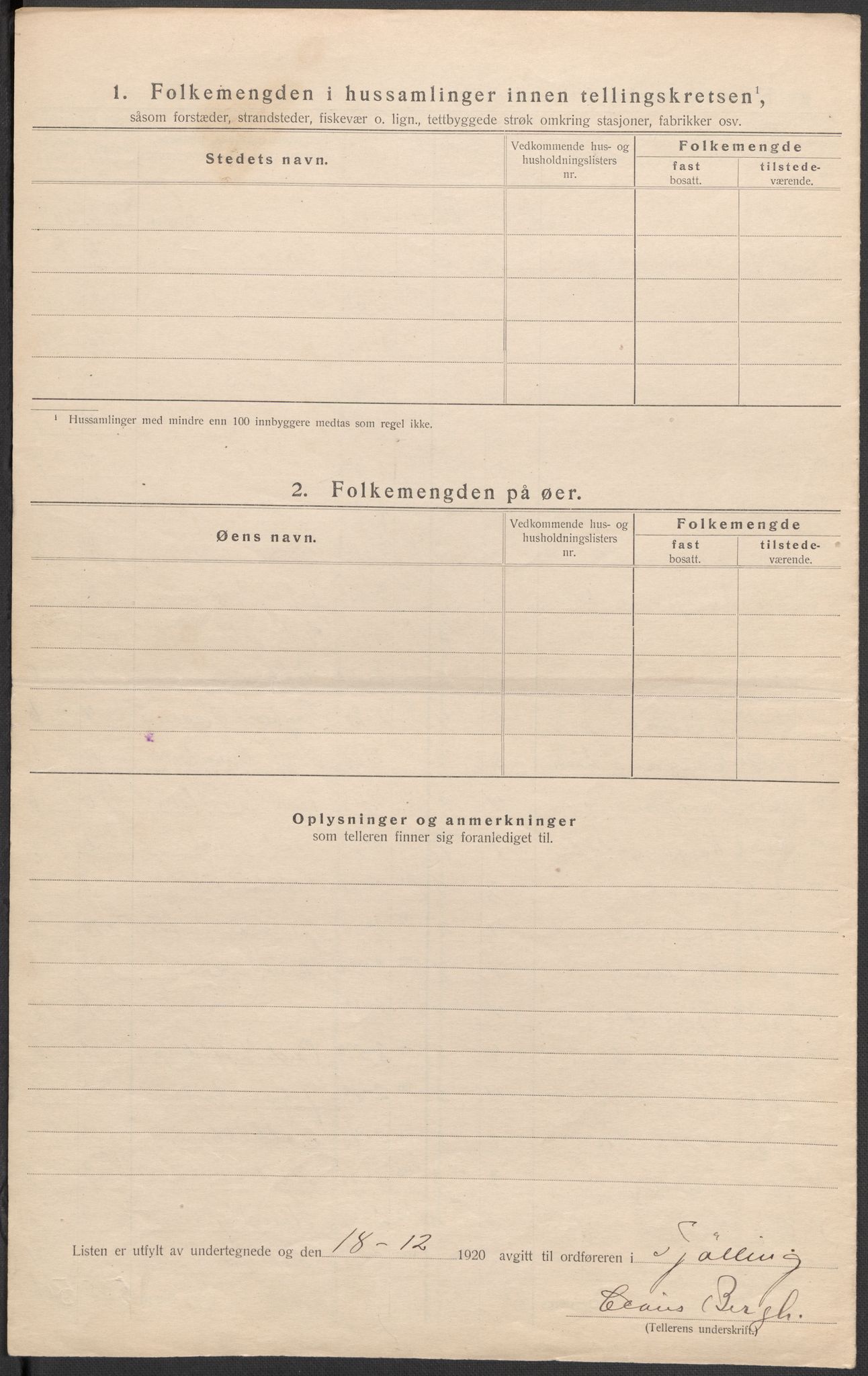 SAKO, Folketelling 1920 for 0725 Tjølling herred, 1920, s. 7