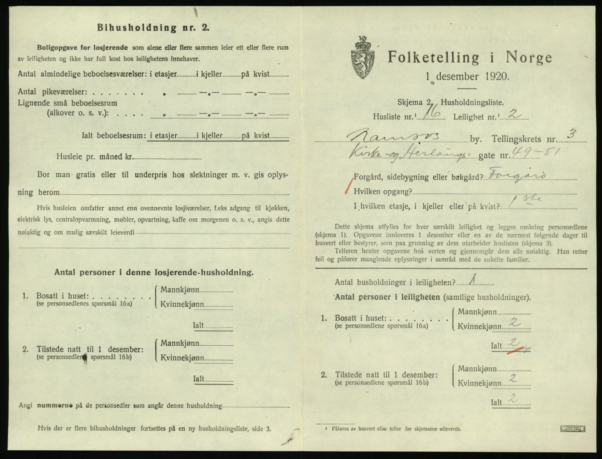SAT, Folketelling 1920 for 1703 Namsos ladested, 1920, s. 1181