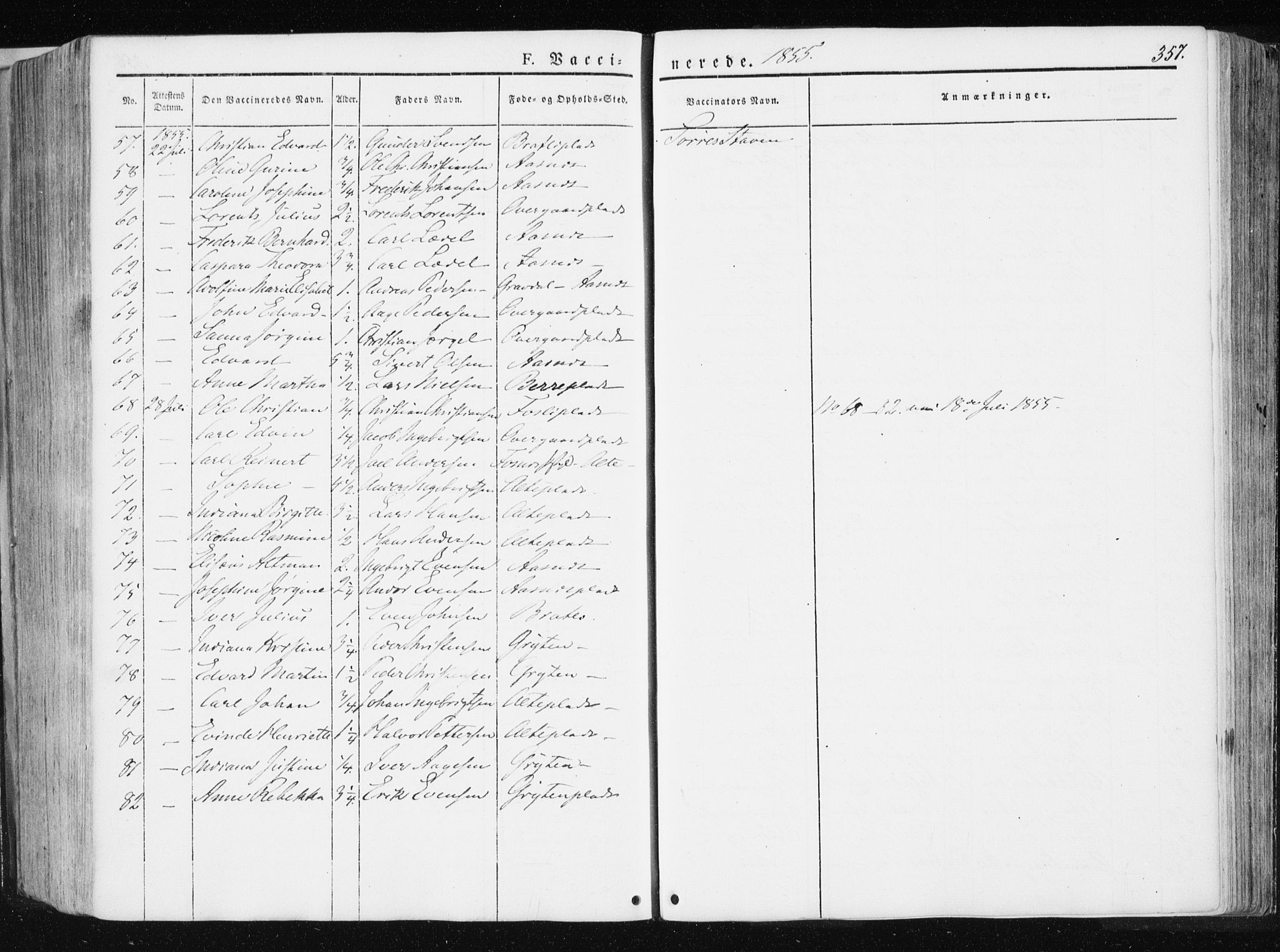 Ministerialprotokoller, klokkerbøker og fødselsregistre - Nord-Trøndelag, SAT/A-1458/741/L0393: Ministerialbok nr. 741A07, 1849-1863, s. 357
