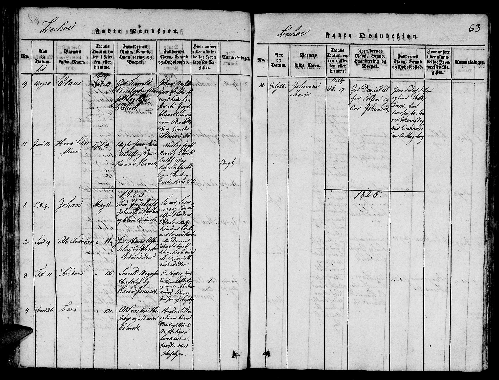 Ministerialprotokoller, klokkerbøker og fødselsregistre - Nord-Trøndelag, SAT/A-1458/780/L0648: Klokkerbok nr. 780C01 /2, 1815-1875, s. 63