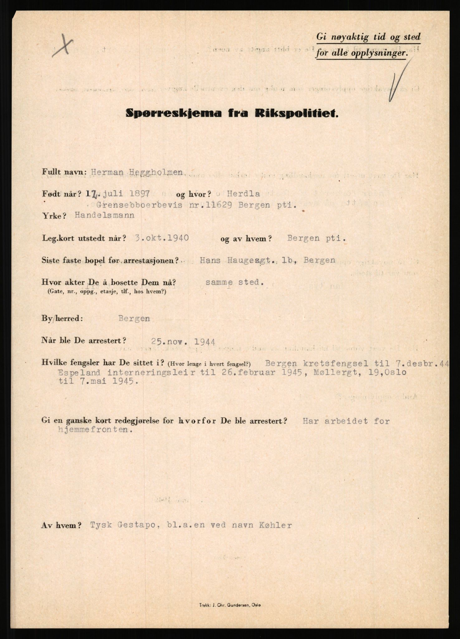 Rikspolitisjefen, AV/RA-S-1560/L/L0006: Hansen, Adolf Boye - Hemstad, Gunnar, 1940-1945, s. 941